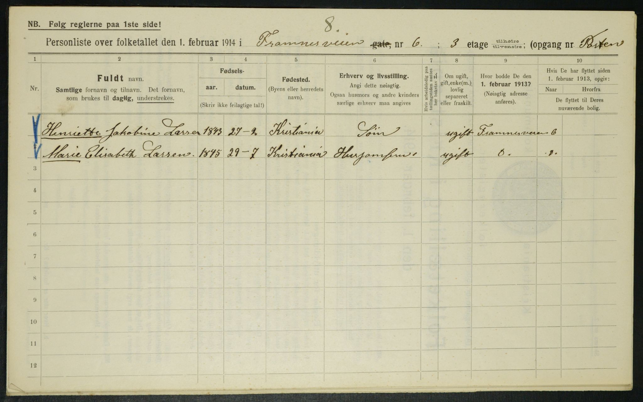 OBA, Municipal Census 1914 for Kristiania, 1914, p. 25558