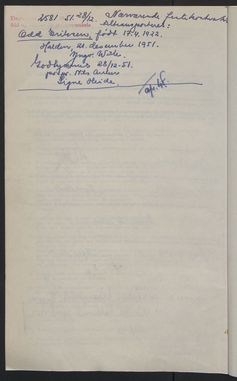 Idd og Marker sorenskriveri, AV/SAO-A-10283/G/Gb/Gbb/L0013: Mortgage book no. A13, 1949-1950, Diary no: : 2581/1951