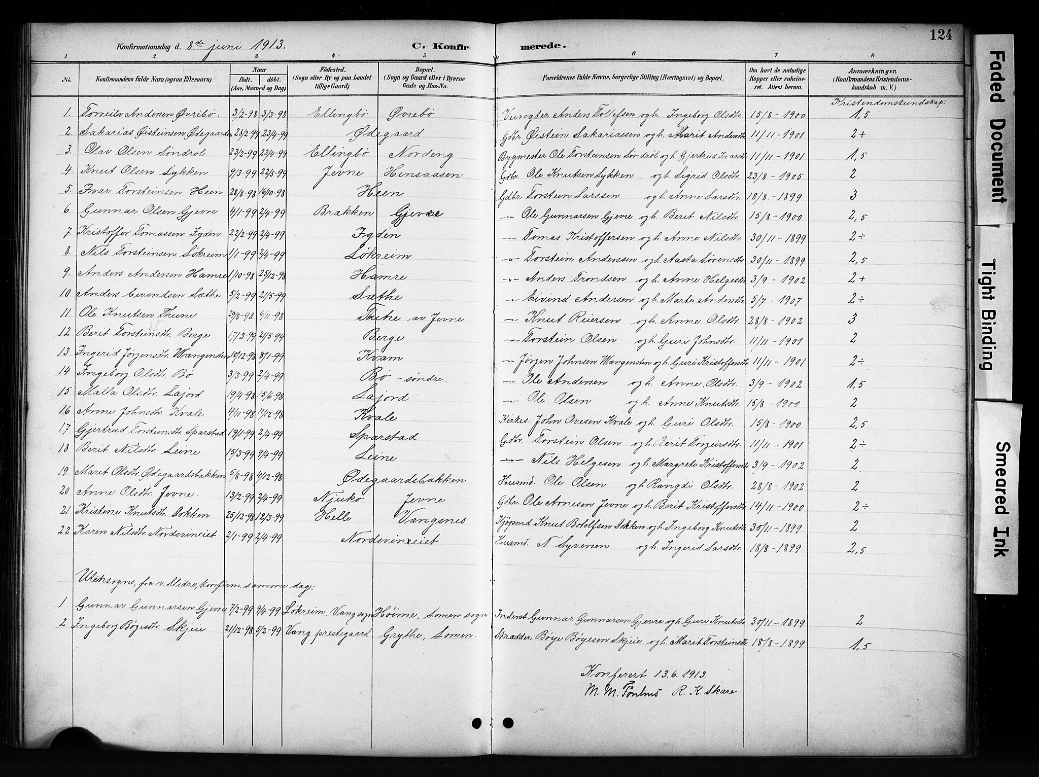 Vang prestekontor, Valdres, SAH/PREST-140/H/Hb/L0006: Parish register (copy) no. 6, 1893-1918, p. 124