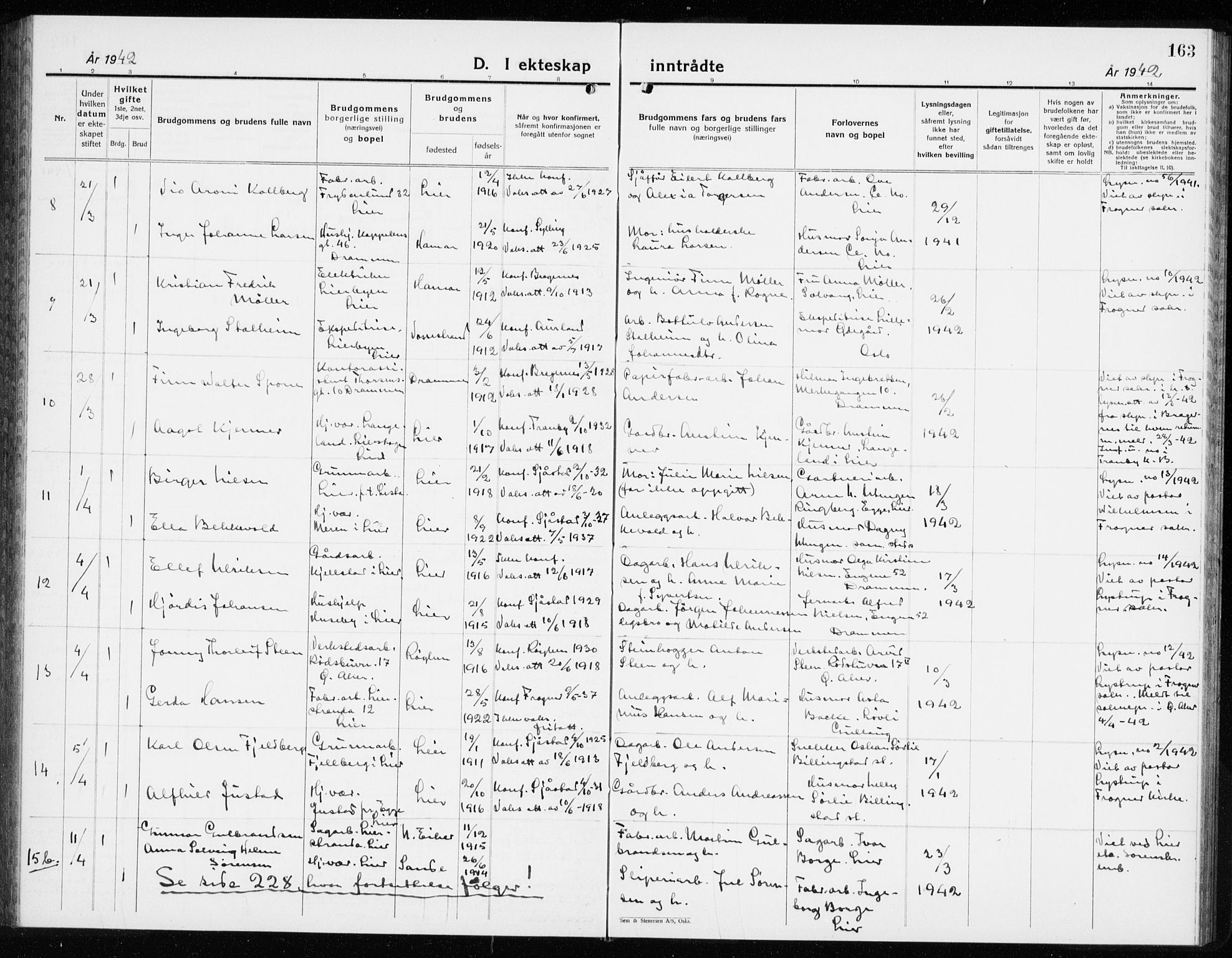 Lier kirkebøker, AV/SAKO-A-230/G/Gb/L0005: Parish register (copy) no. II 5, 1932-1942, p. 163