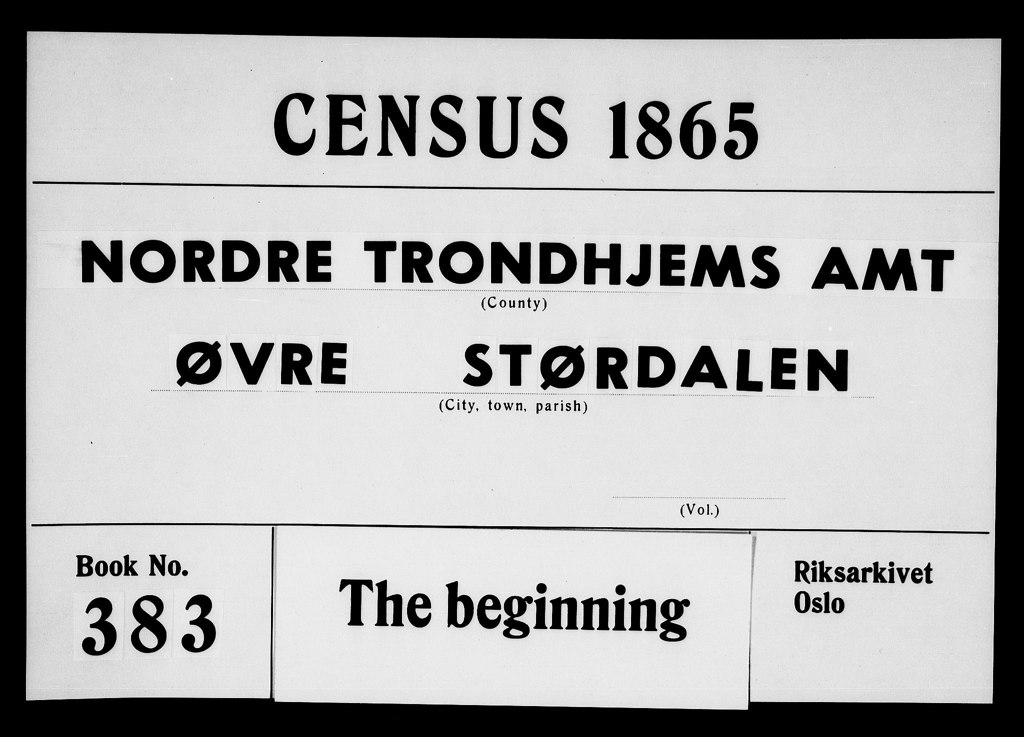 RA, 1865 census for Øvre Stjørdal, 1865, p. 1