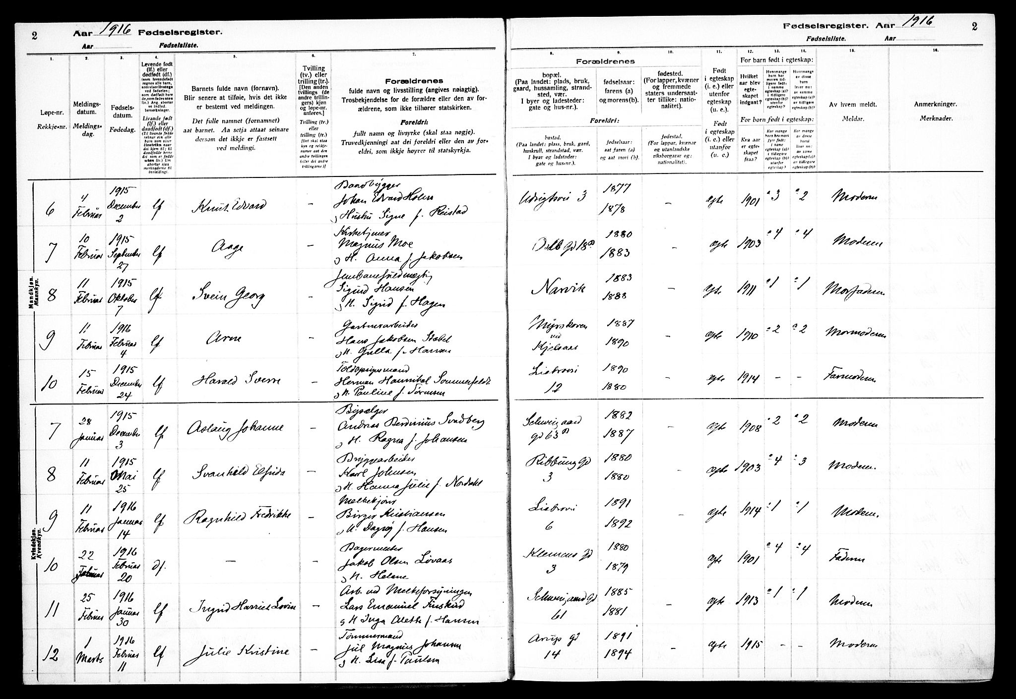 Gamlebyen prestekontor Kirkebøker, AV/SAO-A-10884/J/Ja/L0001: Birth register no. 1, 1916-1936, p. 2