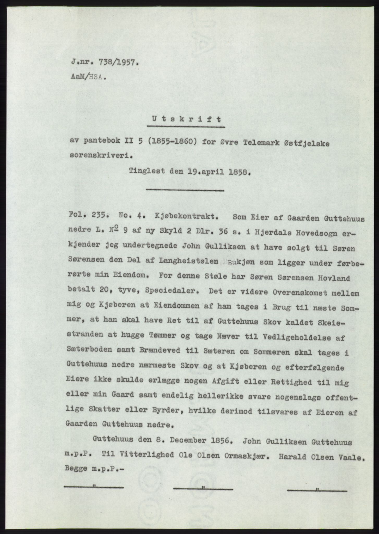 Statsarkivet i Kongsberg, AV/SAKO-A-0001/E/Ee/L0009: Avskrifter, SAO jnr. 354/1957 - 770/1957, 1957, p. 356