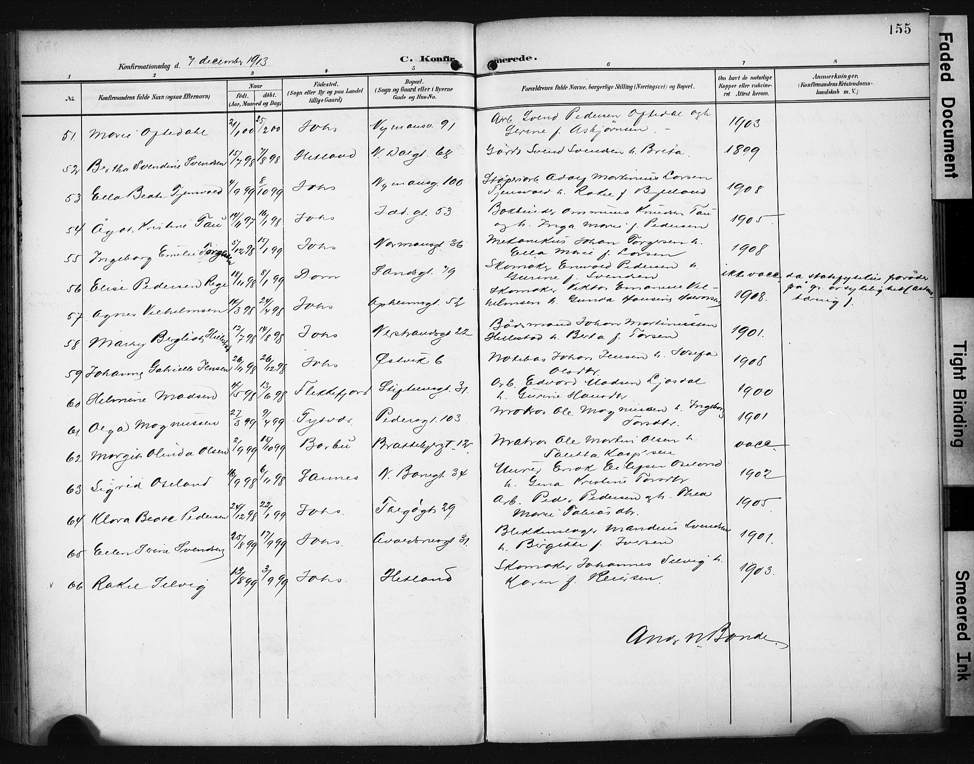 St. Johannes sokneprestkontor, AV/SAST-A-101814/001/30/30BA/L0006: Parish register (official) no. A 6, 1899-1916, p. 155