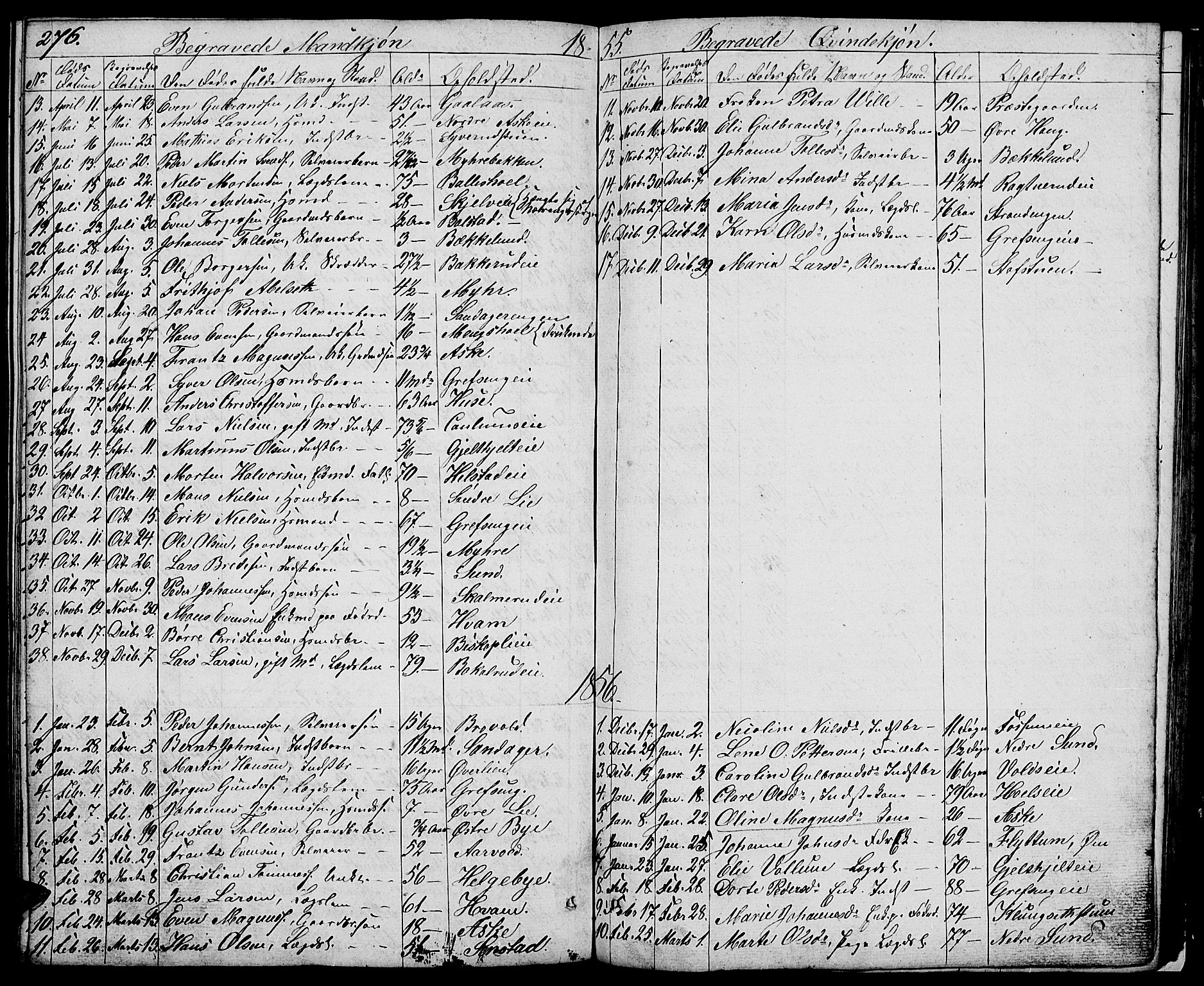 Nes prestekontor, Hedmark, SAH/PREST-020/L/La/L0004: Parish register (copy) no. 4, 1832-1861, p. 276