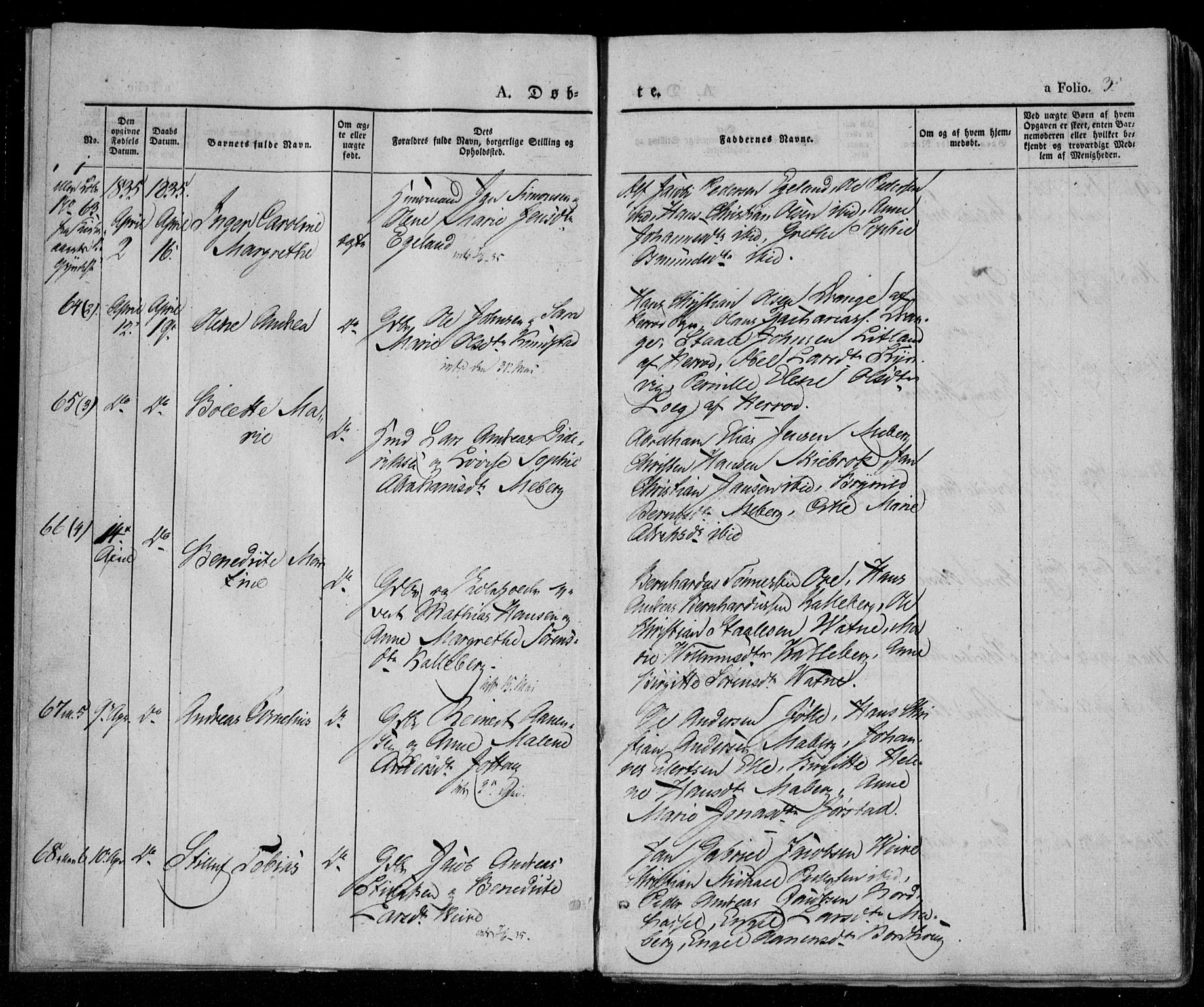 Lista sokneprestkontor, SAK/1111-0027/F/Fa/L0009: Parish register (official) no. A 9, 1835-1846, p. 3