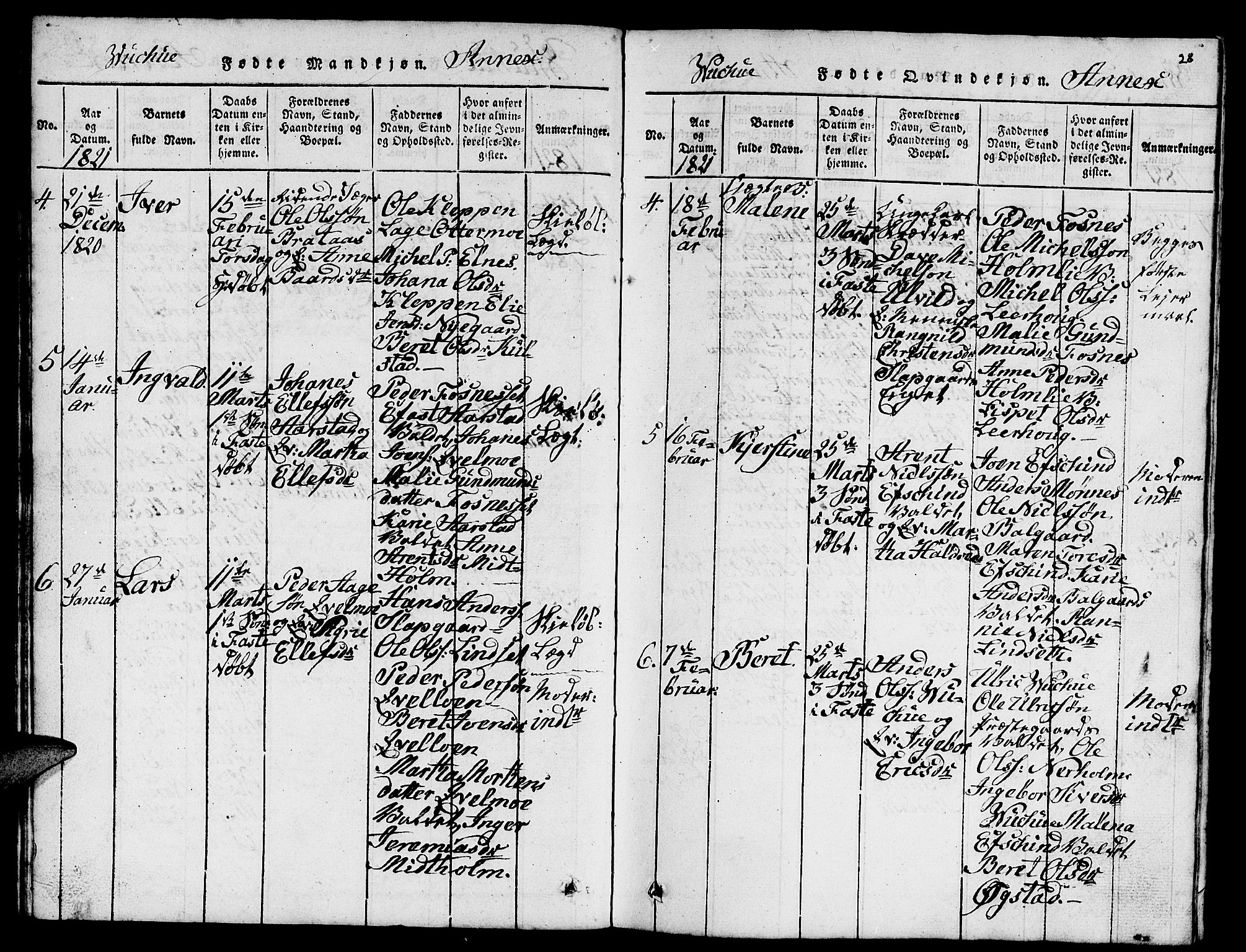 Ministerialprotokoller, klokkerbøker og fødselsregistre - Nord-Trøndelag, SAT/A-1458/724/L0265: Parish register (copy) no. 724C01, 1816-1845, p. 28