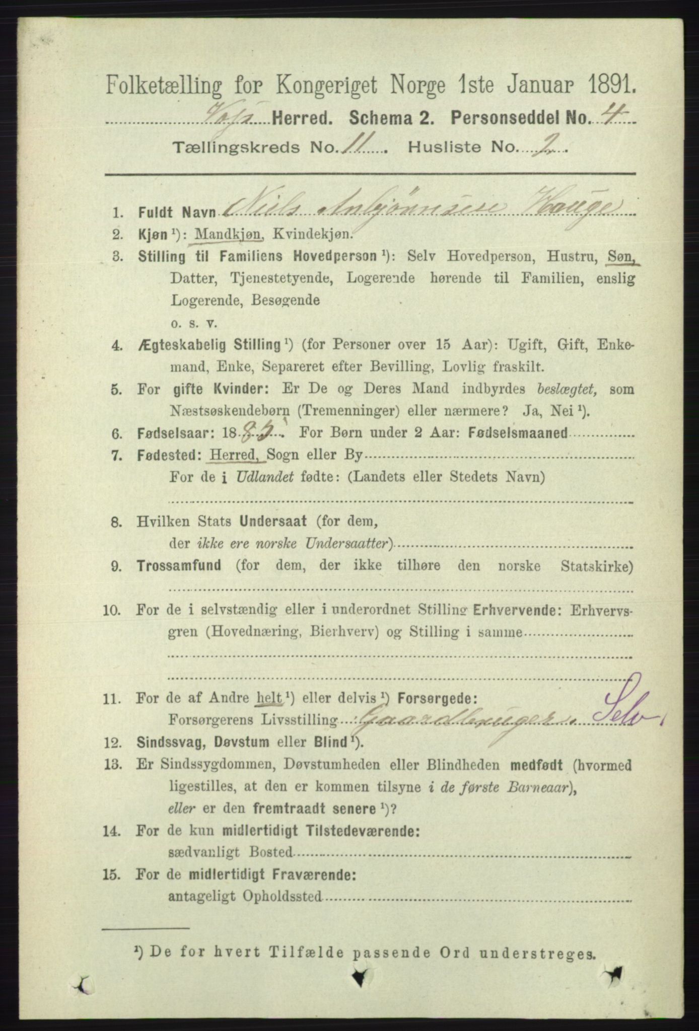 RA, 1891 census for 1235 Voss, 1891, p. 5840