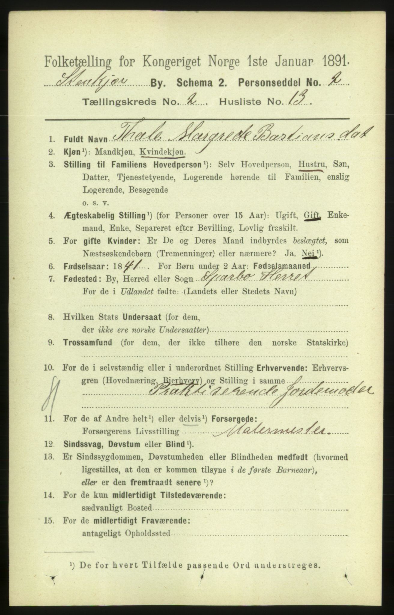 RA, 1891 census for 1702 Steinkjer, 1891, p. 442