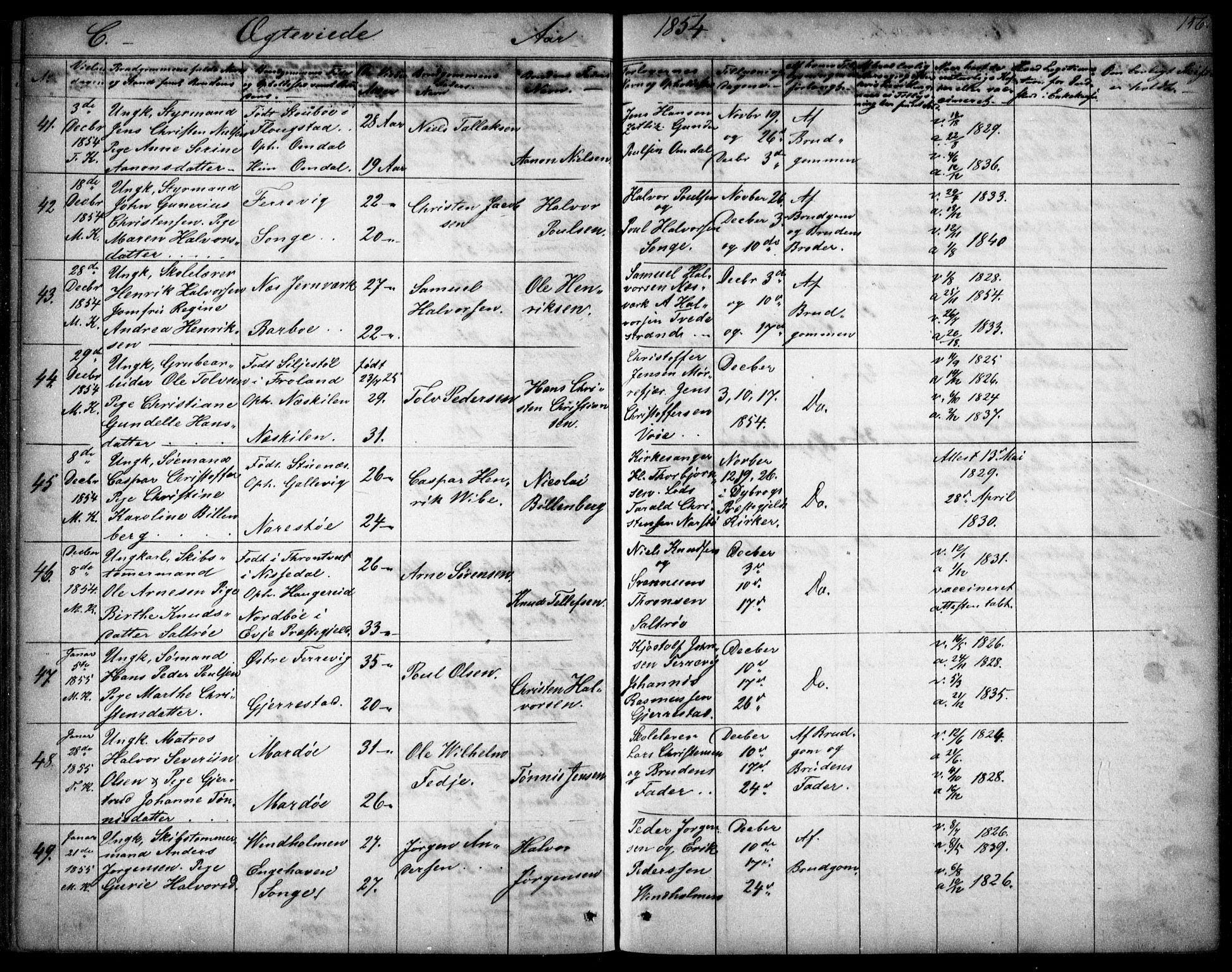 Tromøy sokneprestkontor, AV/SAK-1111-0041/F/Fb/L0002: Parish register (copy) no. B 2, 1851-1858, p. 156