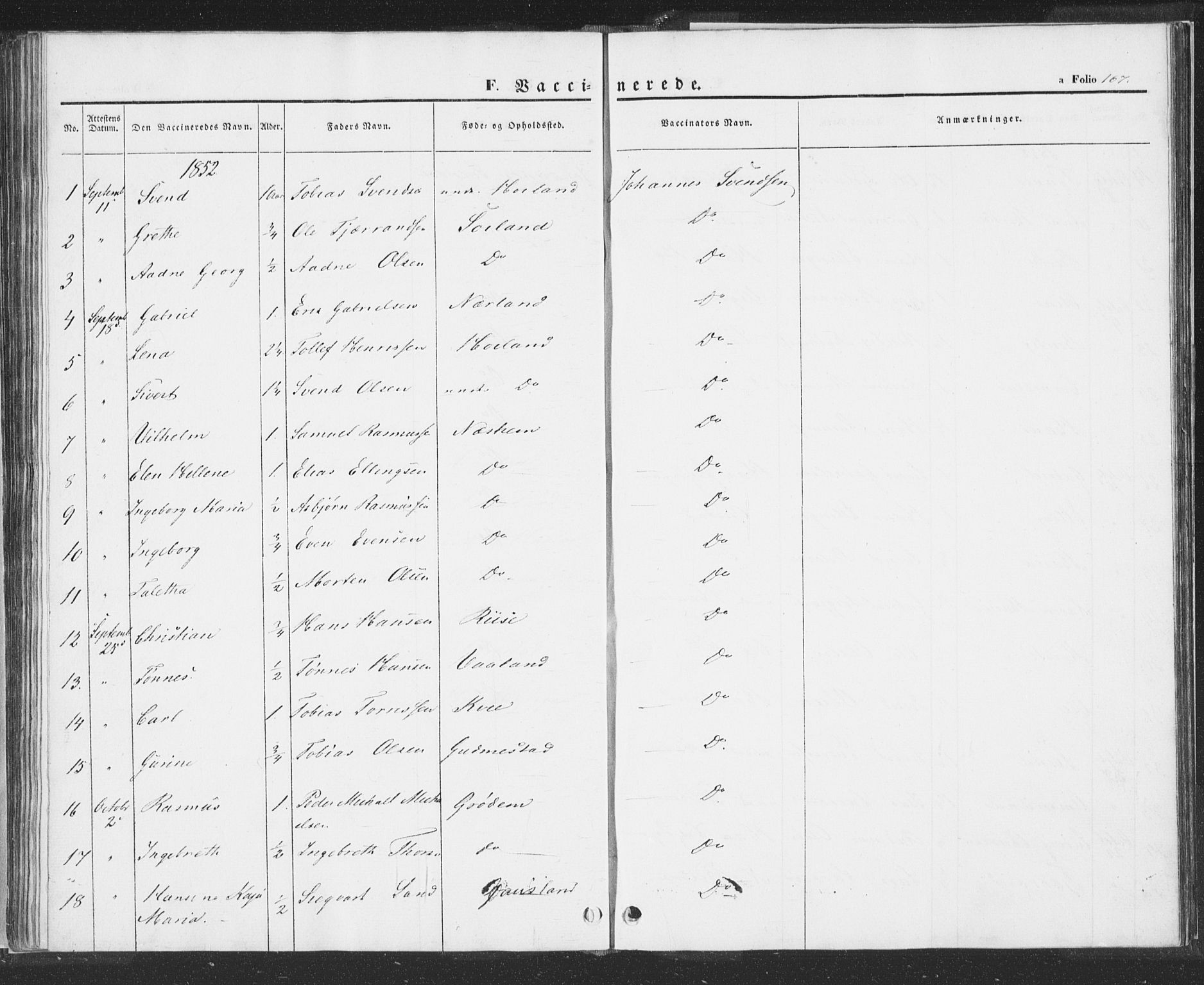 Hå sokneprestkontor, SAST/A-101801/001/30BA/L0006: Parish register (official) no. A 5, 1842-1853, p. 167