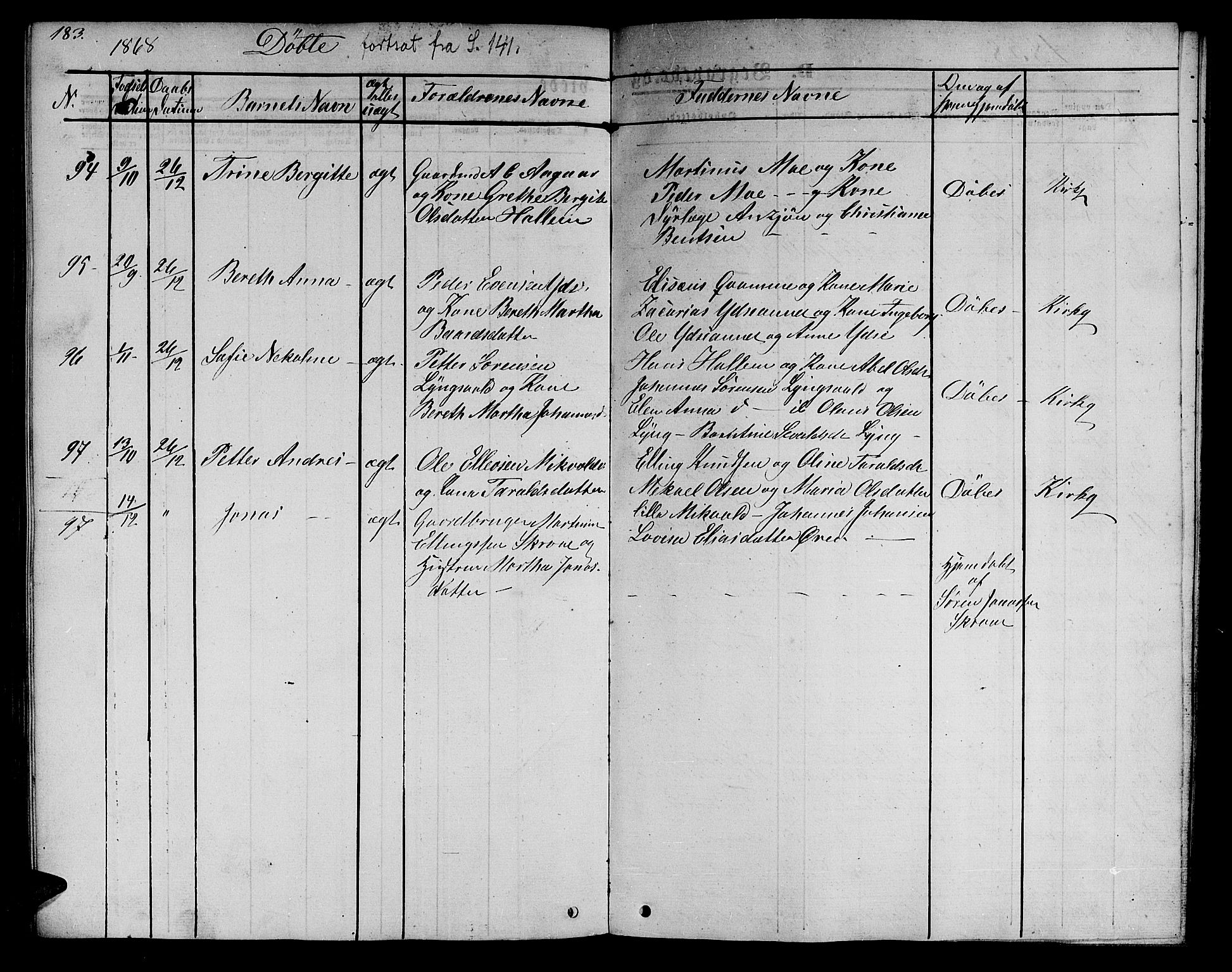 Ministerialprotokoller, klokkerbøker og fødselsregistre - Nord-Trøndelag, SAT/A-1458/723/L0254: Parish register (copy) no. 723C02, 1858-1868, p. 183
