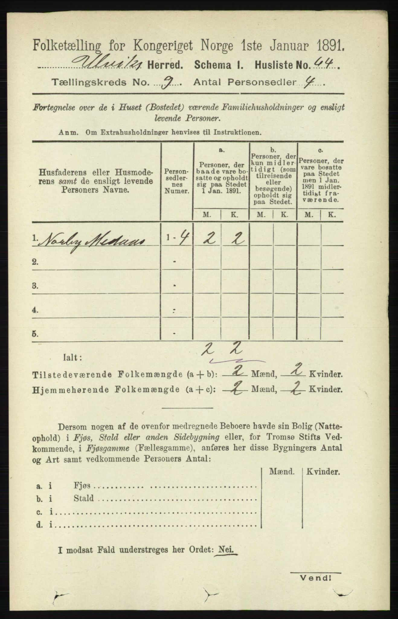 RA, 1891 census for 1233 Ulvik, 1891, p. 2864