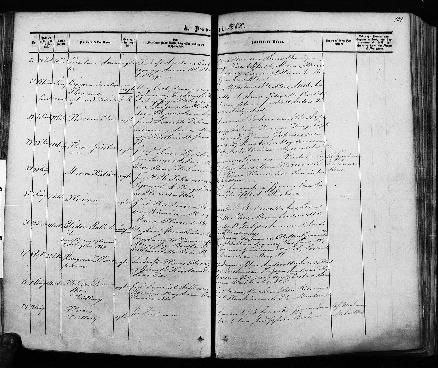 Ås prestekontor Kirkebøker, AV/SAO-A-10894/F/Fa/L0007: Parish register (official) no. I 7, 1854-1870, p. 101