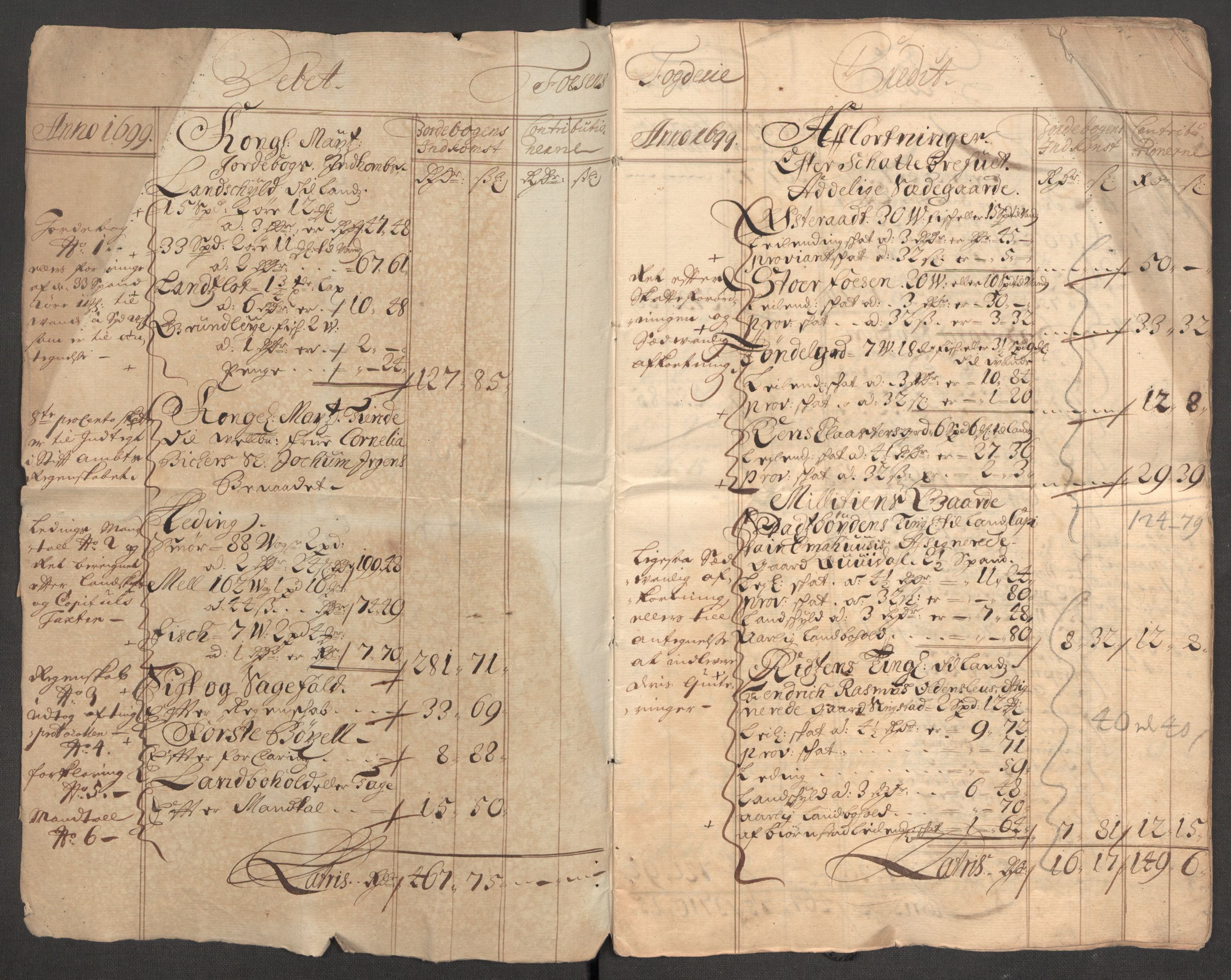 Rentekammeret inntil 1814, Reviderte regnskaper, Fogderegnskap, RA/EA-4092/R57/L3853: Fogderegnskap Fosen, 1698-1699, p. 191