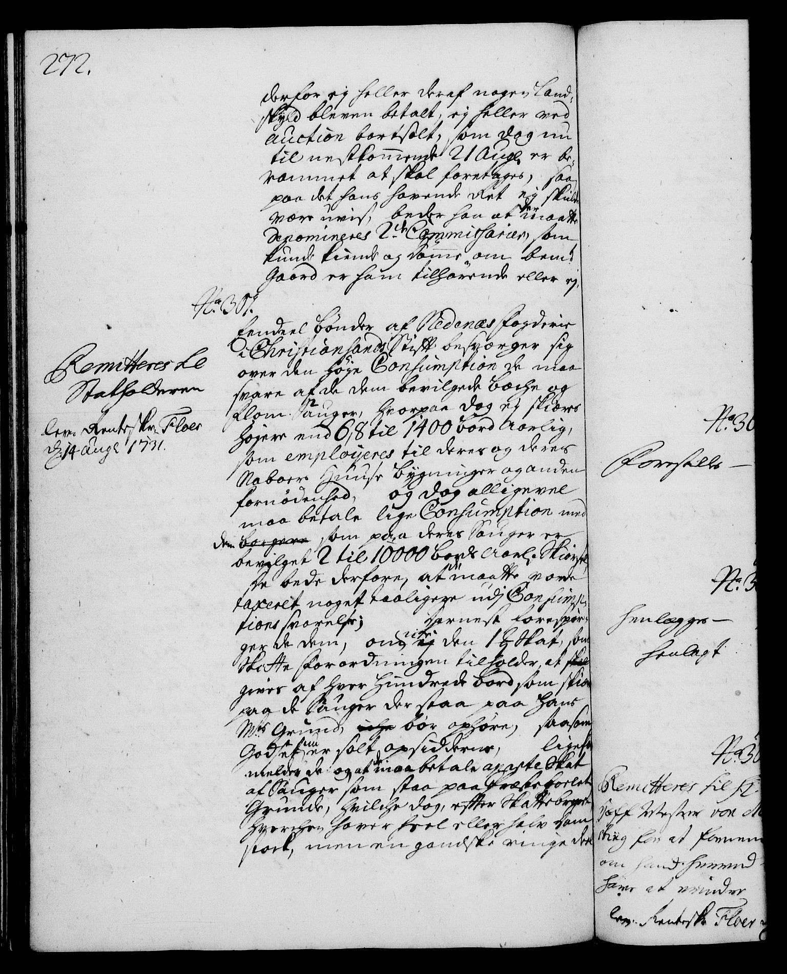 Rentekammeret, Kammerkanselliet, RA/EA-3111/G/Gh/Gha/L0013: Norsk ekstraktmemorialprotokoll (merket RK 53.58), 1731, p. 272