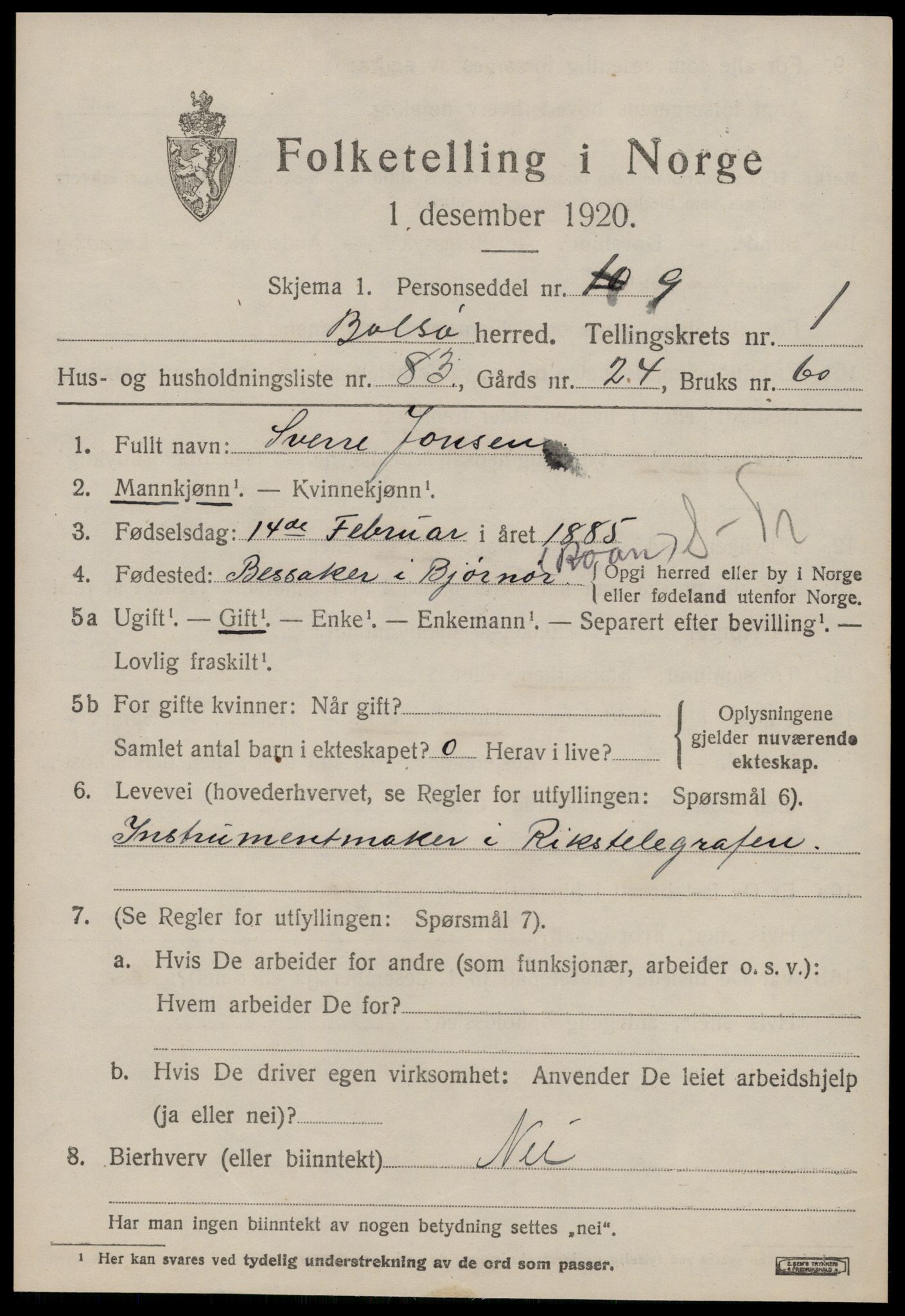 SAT, 1920 census for Bolsøy, 1920, p. 3051