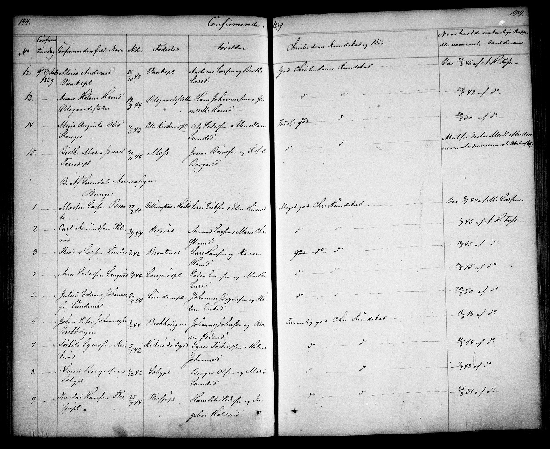 Våler prestekontor Kirkebøker, AV/SAO-A-11083/F/Fa/L0006: Parish register (official) no. I 6, 1840-1861, p. 144