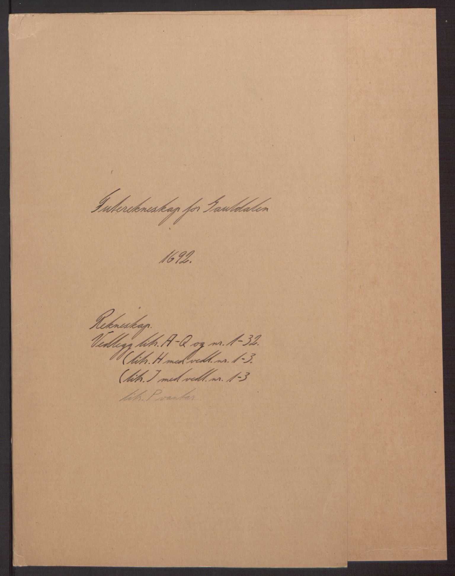Rentekammeret inntil 1814, Reviderte regnskaper, Fogderegnskap, RA/EA-4092/R59/L3942: Fogderegnskap Gauldal, 1692, p. 2