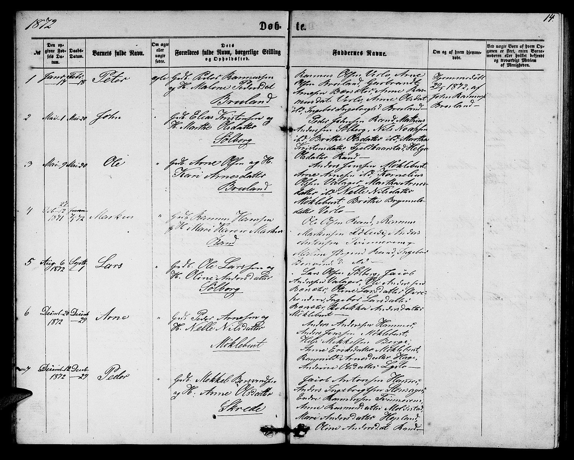 Innvik sokneprestembete, SAB/A-80501: Parish register (copy) no. C 2, 1864-1882, p. 14