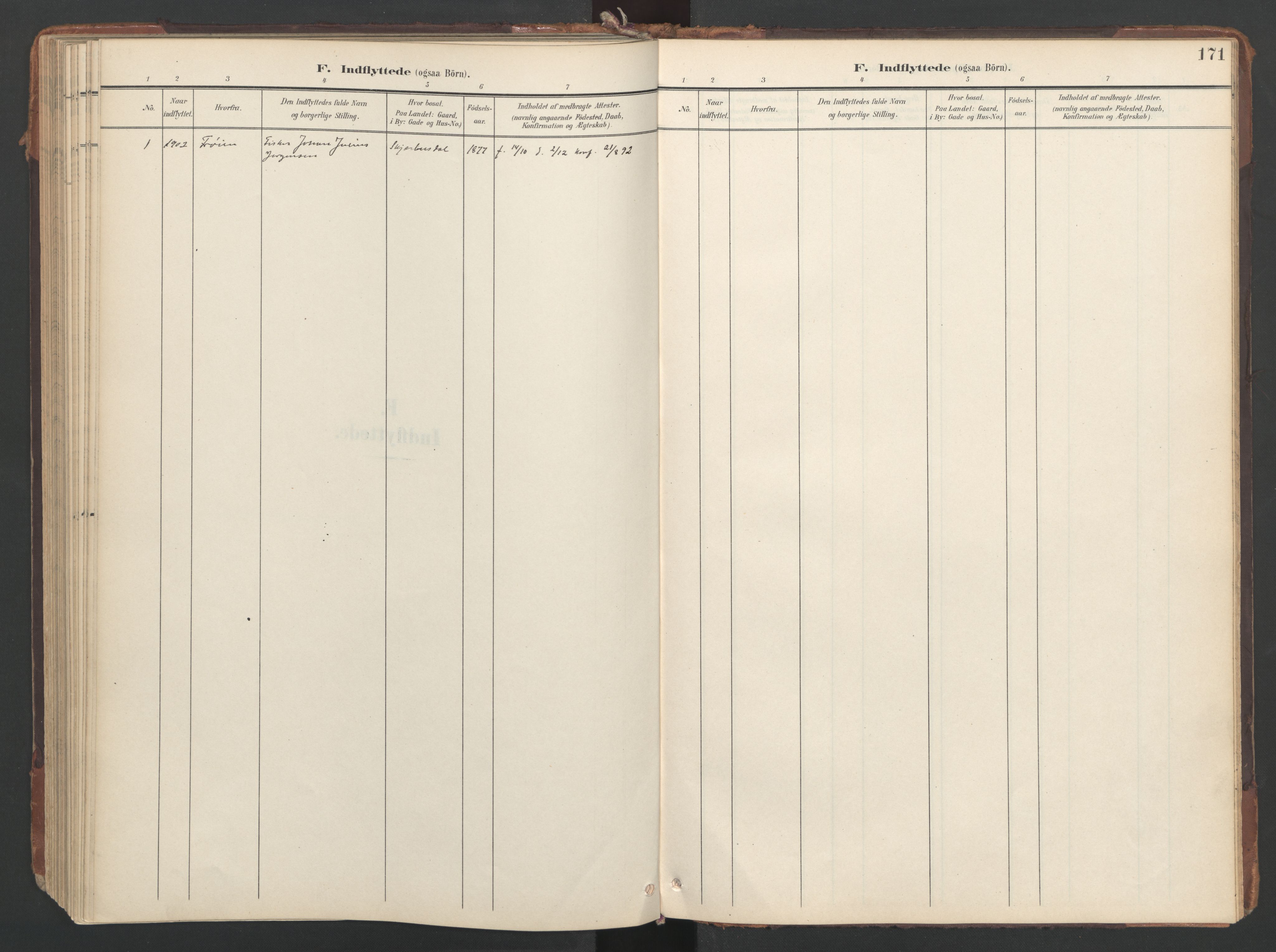 Ministerialprotokoller, klokkerbøker og fødselsregistre - Sør-Trøndelag, AV/SAT-A-1456/638/L0568: Parish register (official) no. 638A01, 1901-1916, p. 171