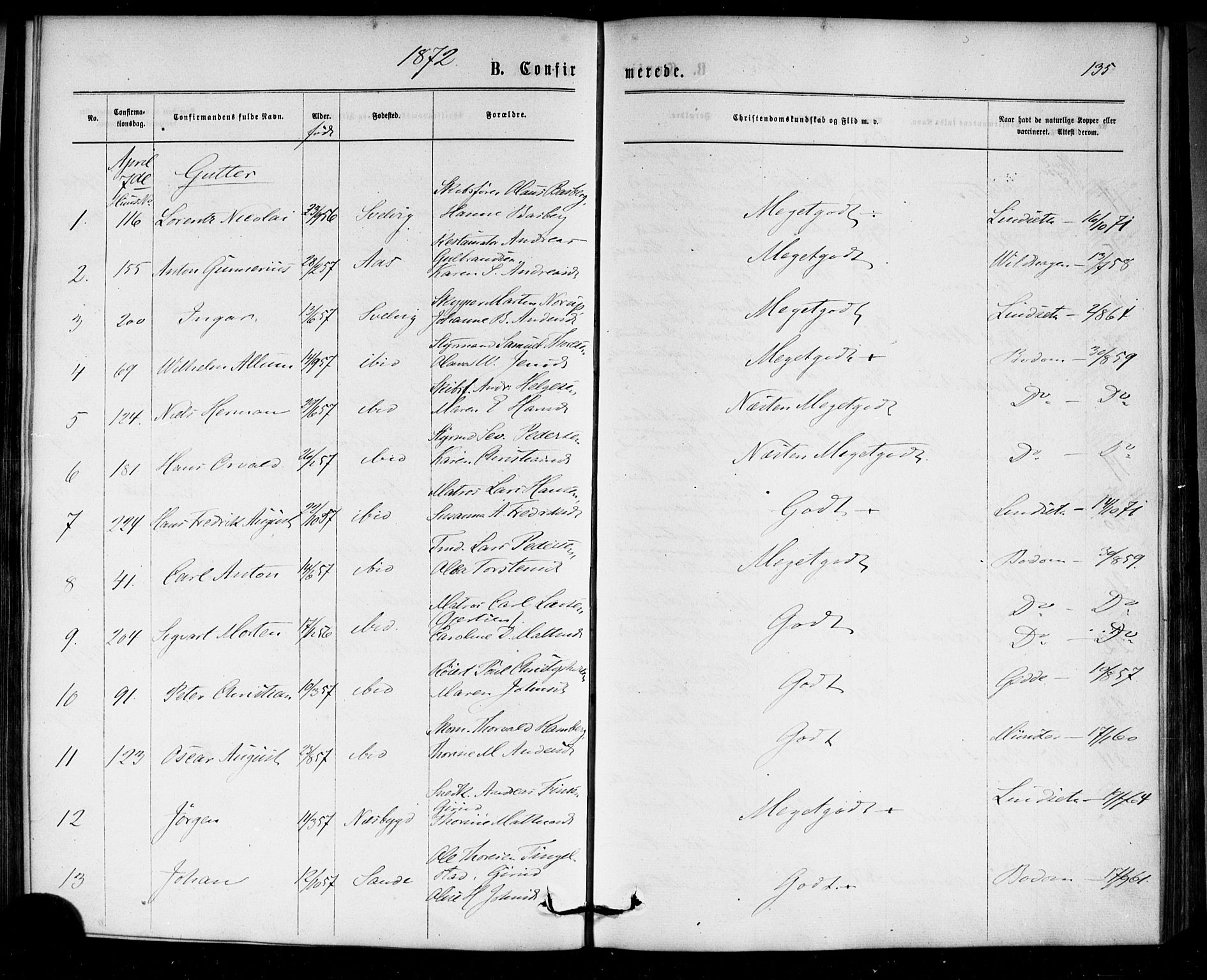 Strømm kirkebøker, SAKO/A-322/F/Fa/L0002: Parish register (official) no. I 2, 1870-1877, p. 135