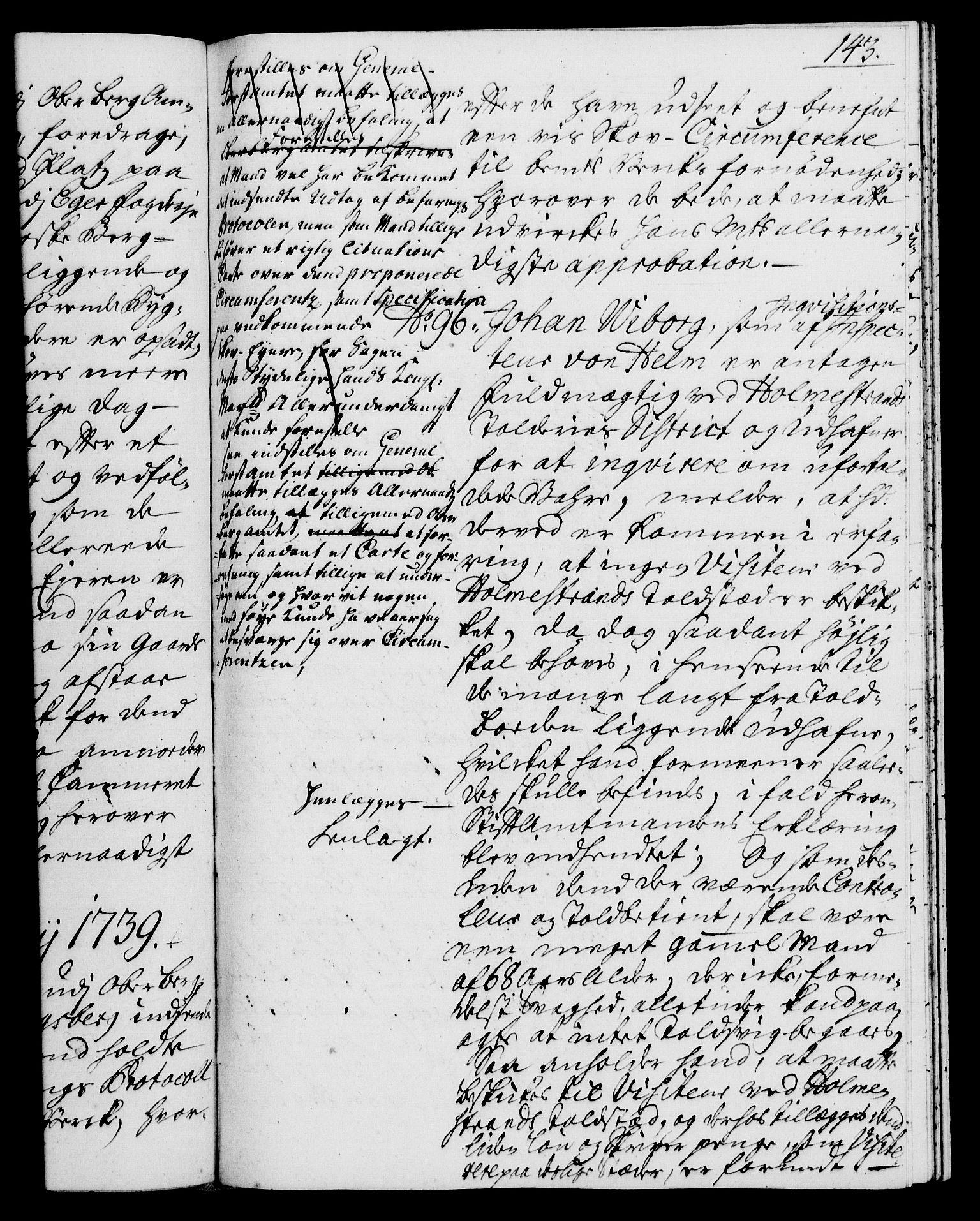 Rentekammeret, Kammerkanselliet, RA/EA-3111/G/Gh/Gha/L0021: Norsk ekstraktmemorialprotokoll (merket RK 53.66), 1739, p. 143