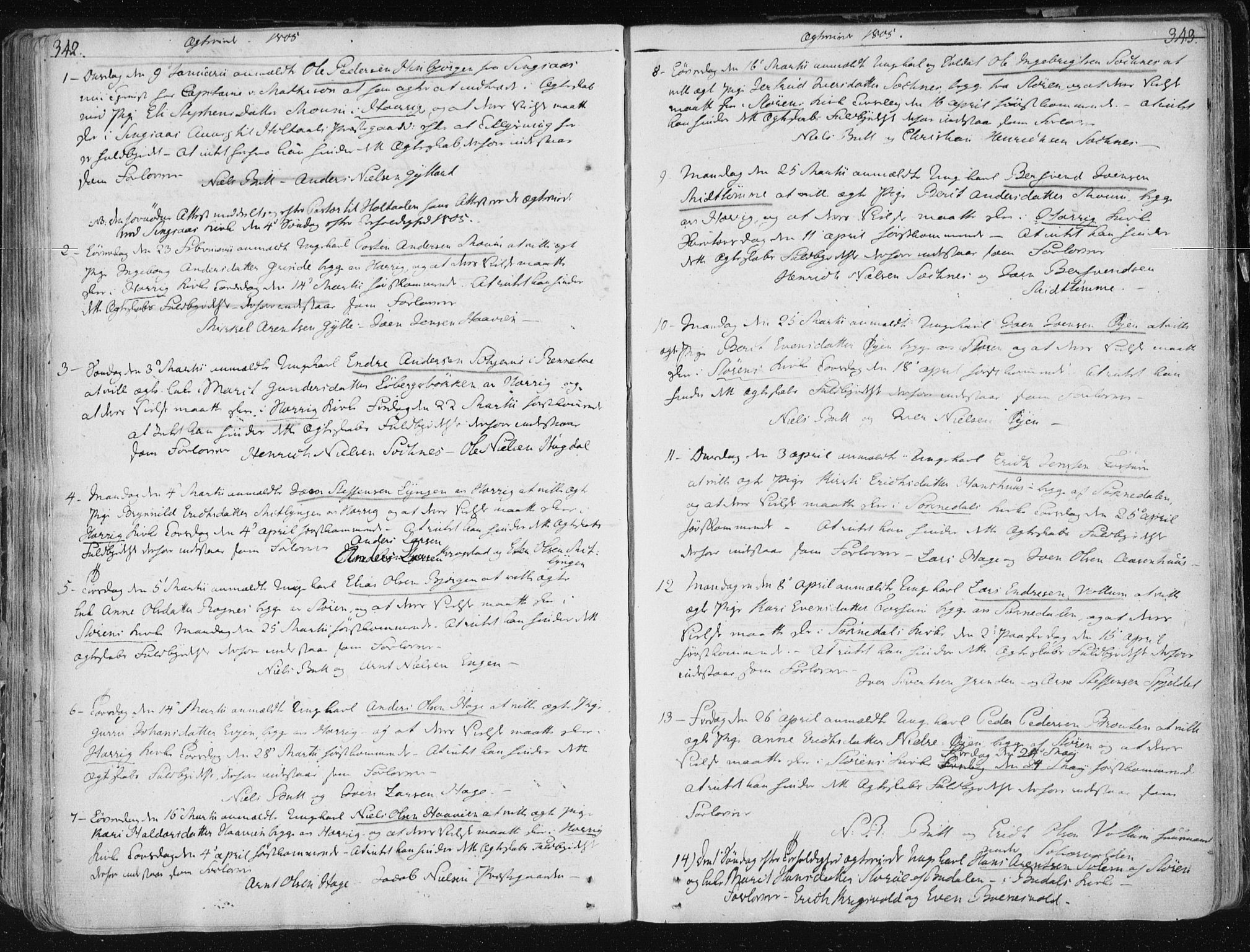 Ministerialprotokoller, klokkerbøker og fødselsregistre - Sør-Trøndelag, AV/SAT-A-1456/687/L0992: Parish register (official) no. 687A03 /1, 1788-1815, p. 342-343