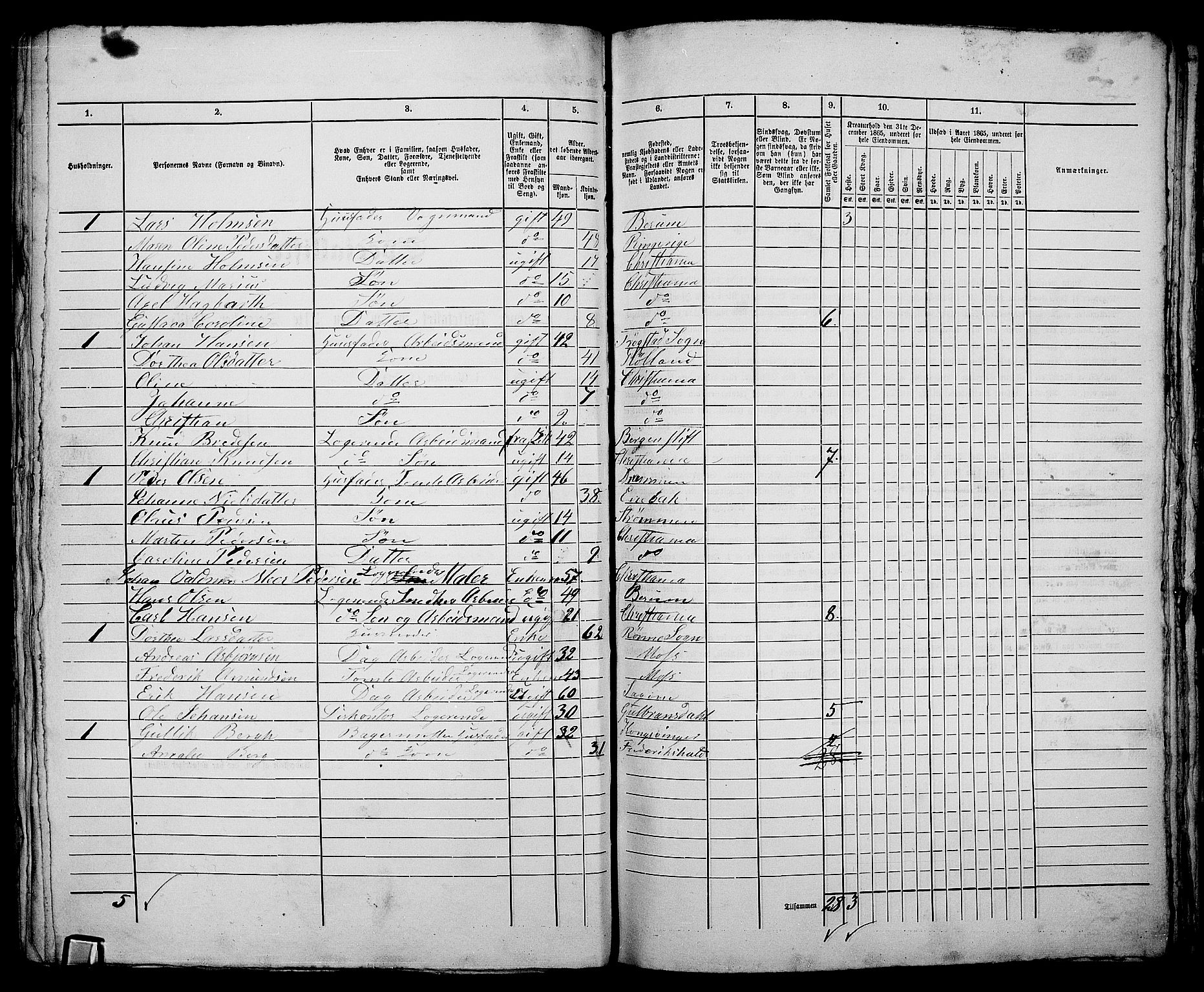 RA, 1865 census for Kristiania, 1865, p. 3456