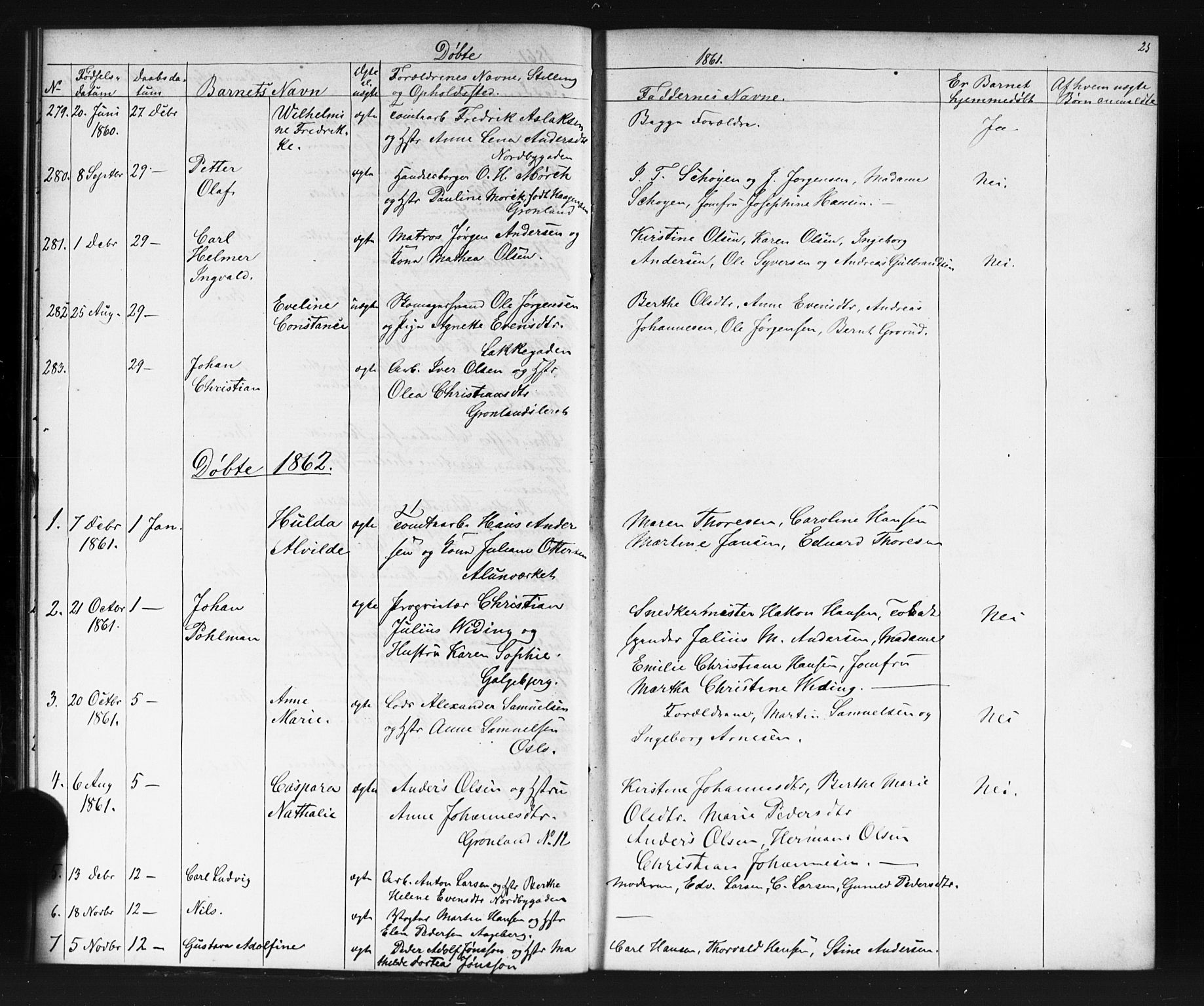 Grønland prestekontor Kirkebøker, AV/SAO-A-10848/G/Ga/L0002: Parish register (copy) no. 2, 1861-1863, p. 25