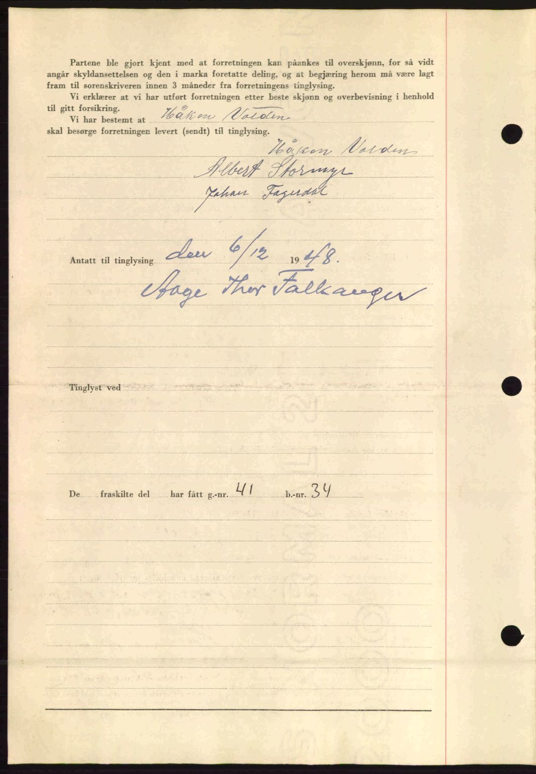 Fosen sorenskriveri, AV/SAT-A-1107/1/2/2C: Mortgage book no. A8, 1948-1948, Diary no: : 1757/1948
