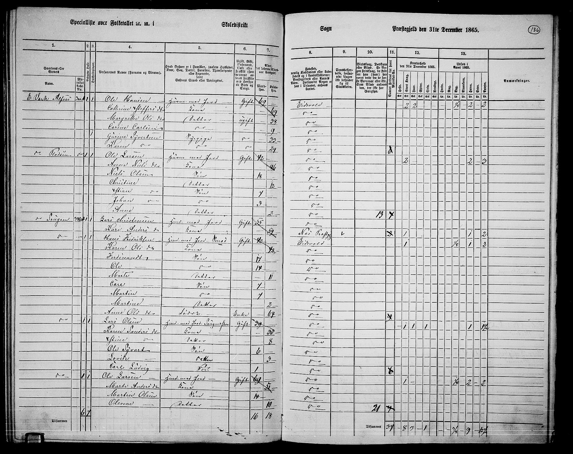 RA, 1865 census for Eidsvoll, 1865, p. 119