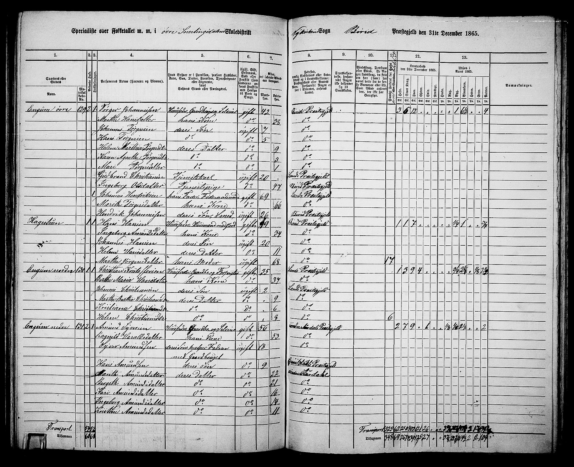 RA, 1865 census for Biri, 1865, p. 127