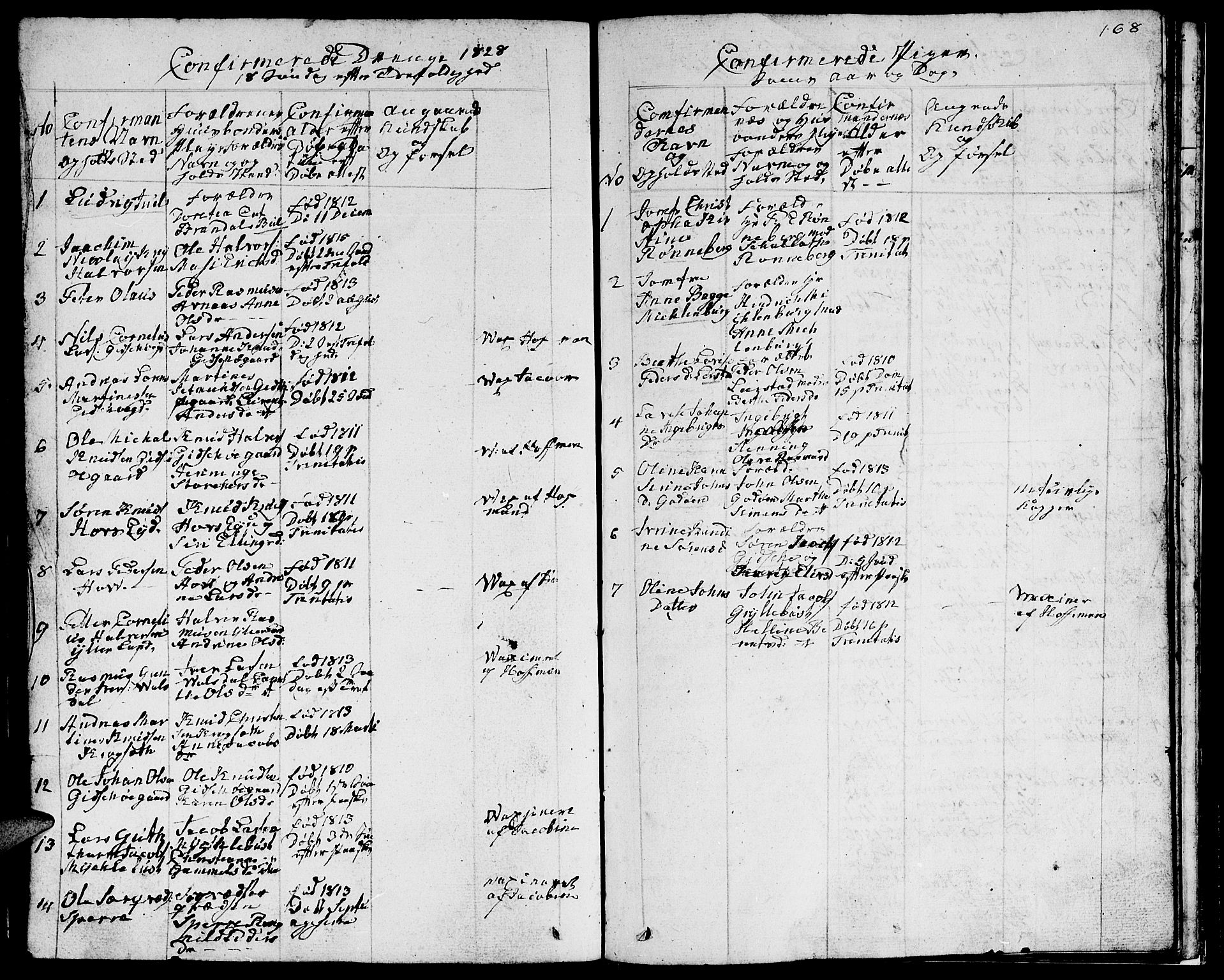 Ministerialprotokoller, klokkerbøker og fødselsregistre - Møre og Romsdal, SAT/A-1454/528/L0425: Parish register (copy) no. 528C06, 1827-1840, p. 168
