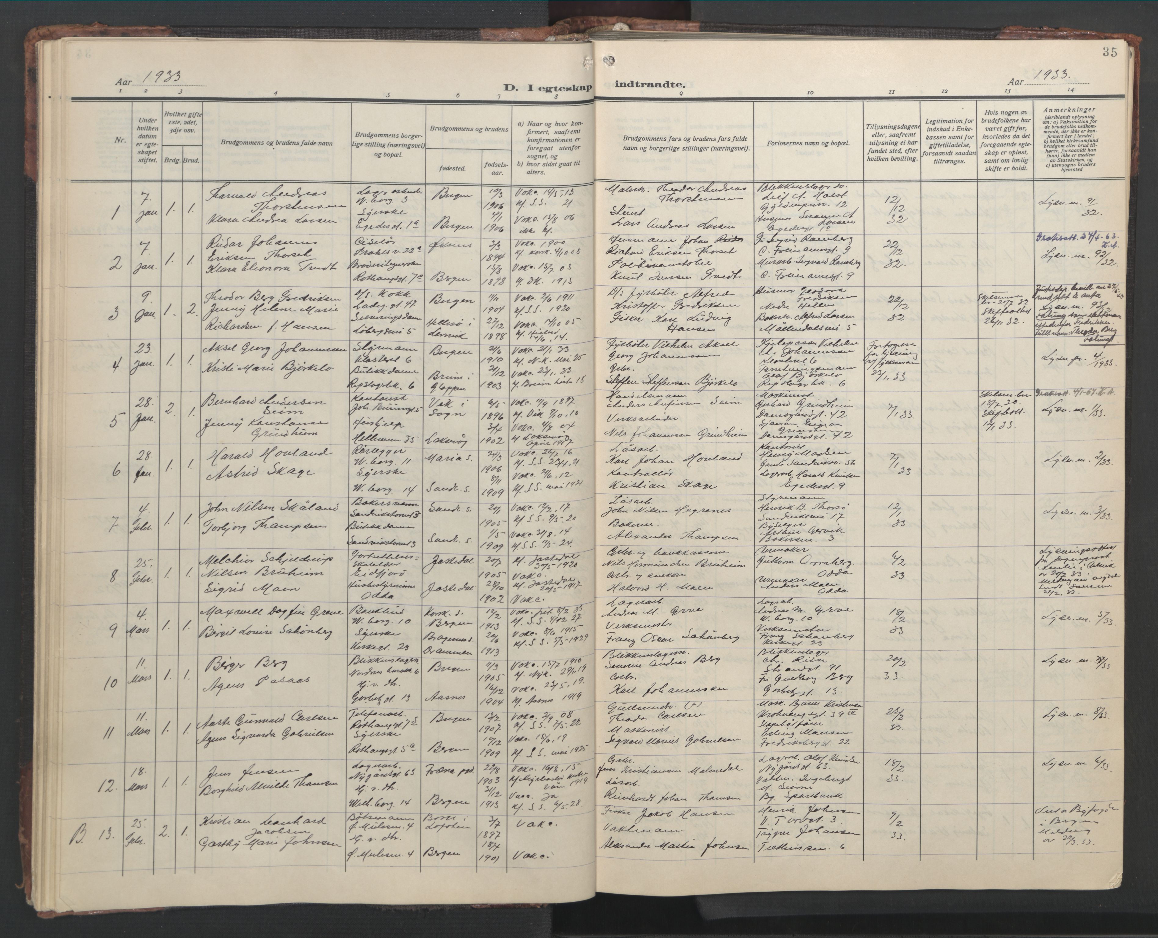 Sandviken Sokneprestembete, SAB/A-77601/H/Hb/L0015: Parish register (copy) no. D 2, 1929-1953, p. 34b-35a