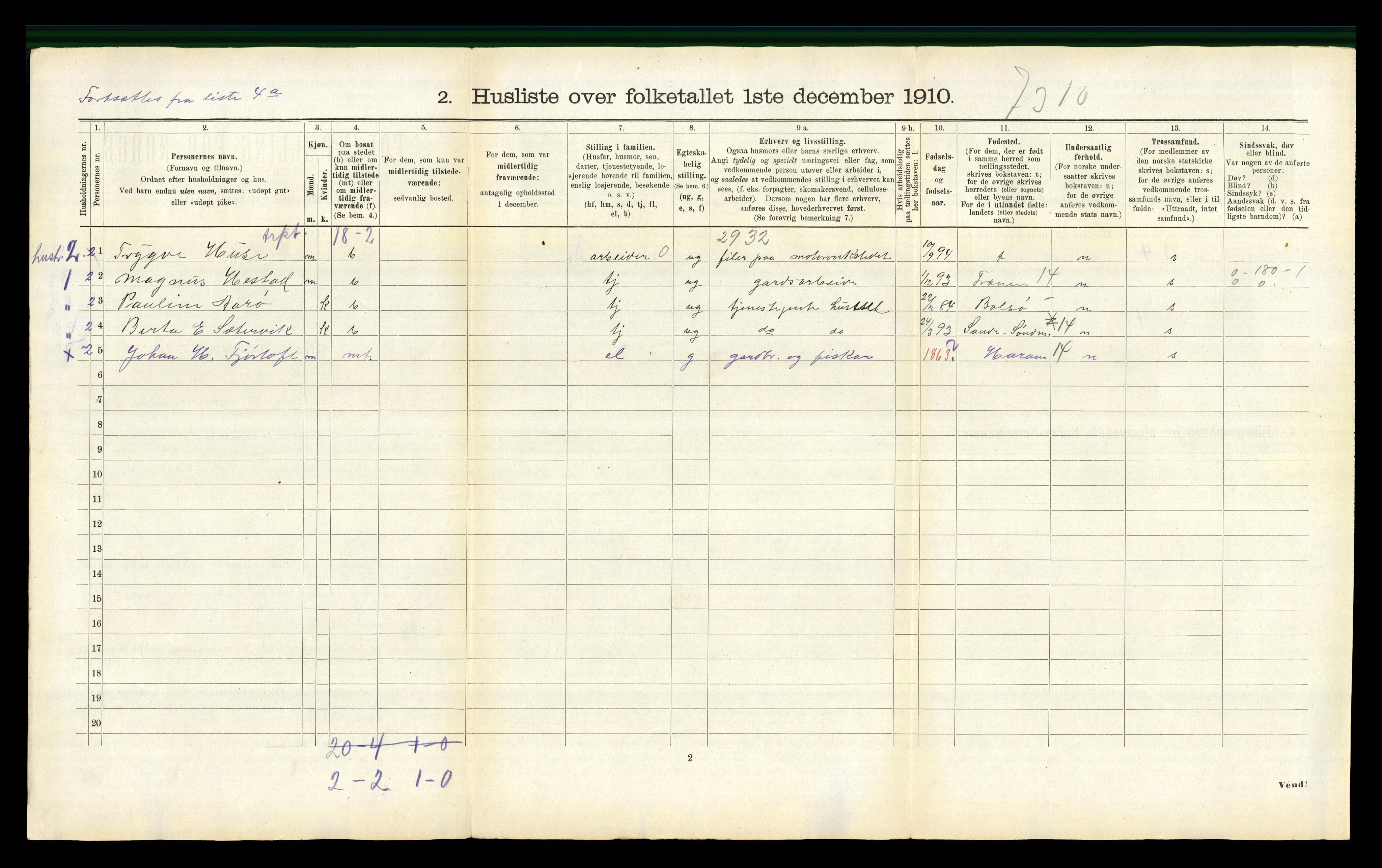 RA, 1910 census for Sandøy, 1910, p. 171