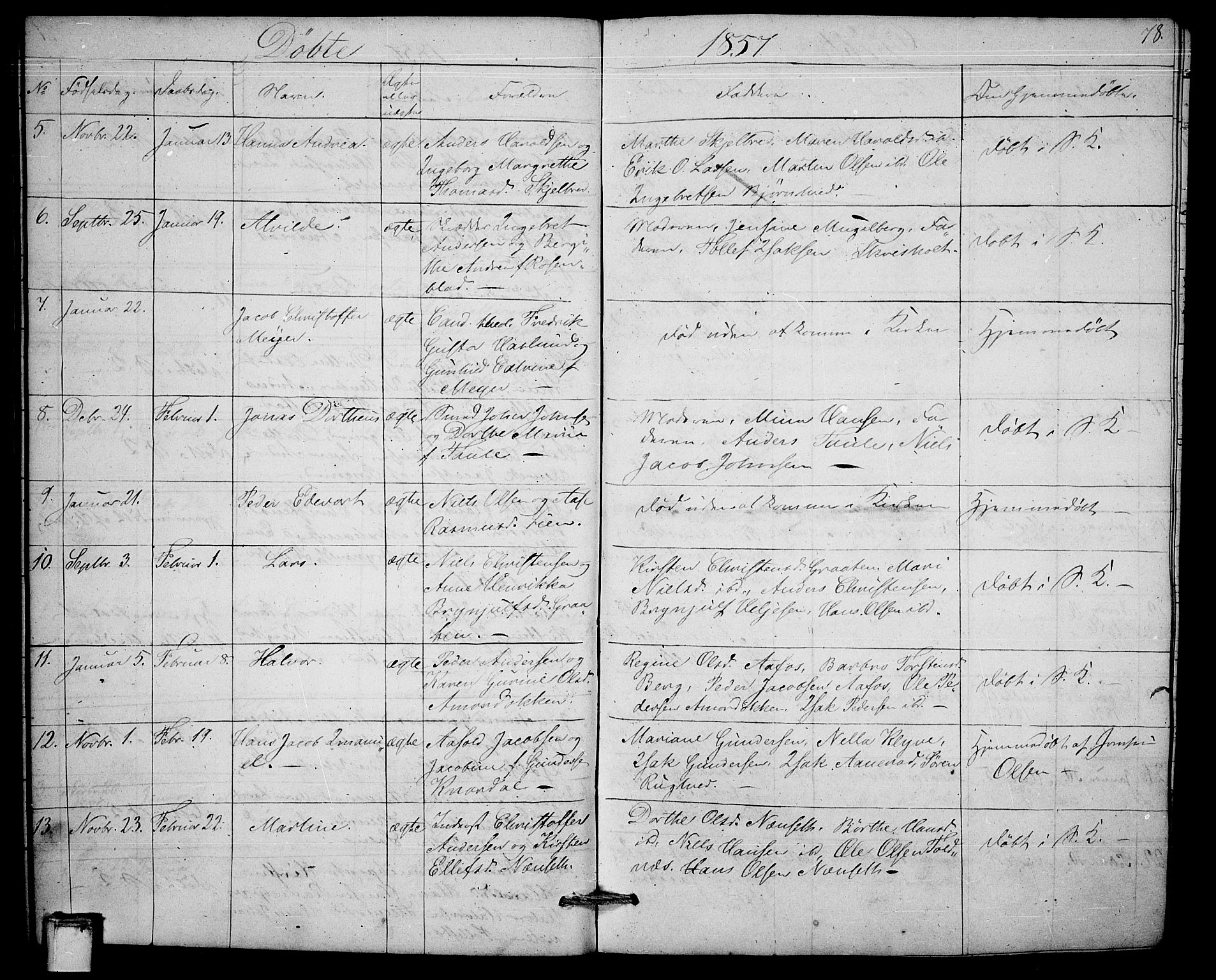Solum kirkebøker, SAKO/A-306/G/Ga/L0003: Parish register (copy) no. I 3, 1848-1859, p. 78