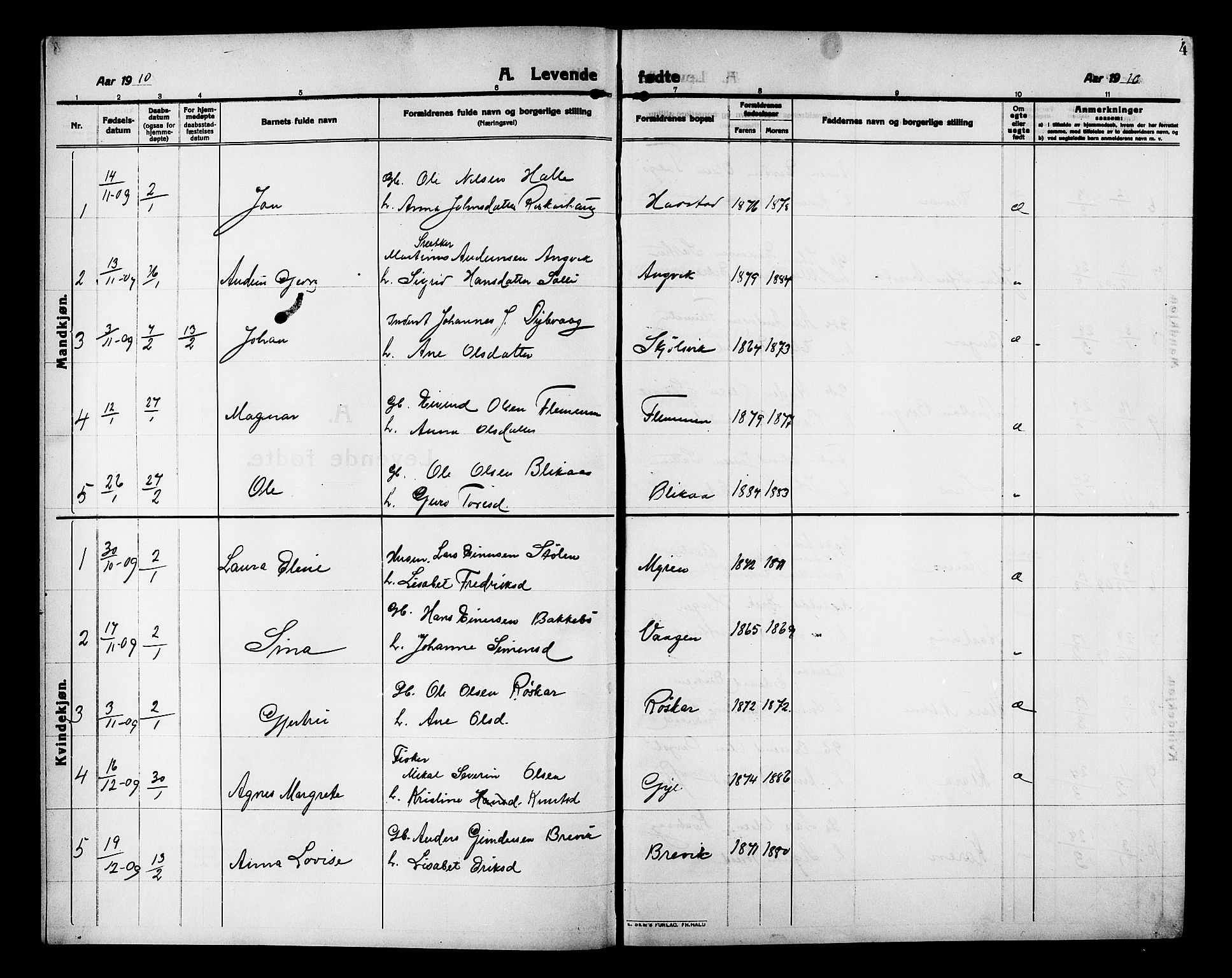 Ministerialprotokoller, klokkerbøker og fødselsregistre - Møre og Romsdal, AV/SAT-A-1454/586/L0993: Parish register (copy) no. 586C04, 1910-1918, p. 4