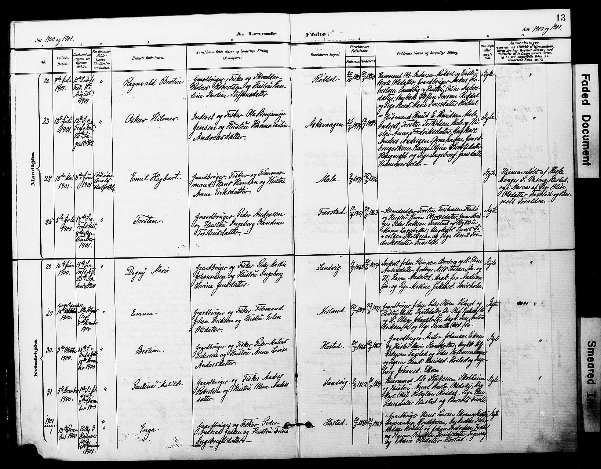 Ministerialprotokoller, klokkerbøker og fødselsregistre - Møre og Romsdal, AV/SAT-A-1454/567/L0779: Parish register (official) no. 567A02, 1898-1902, p. 13