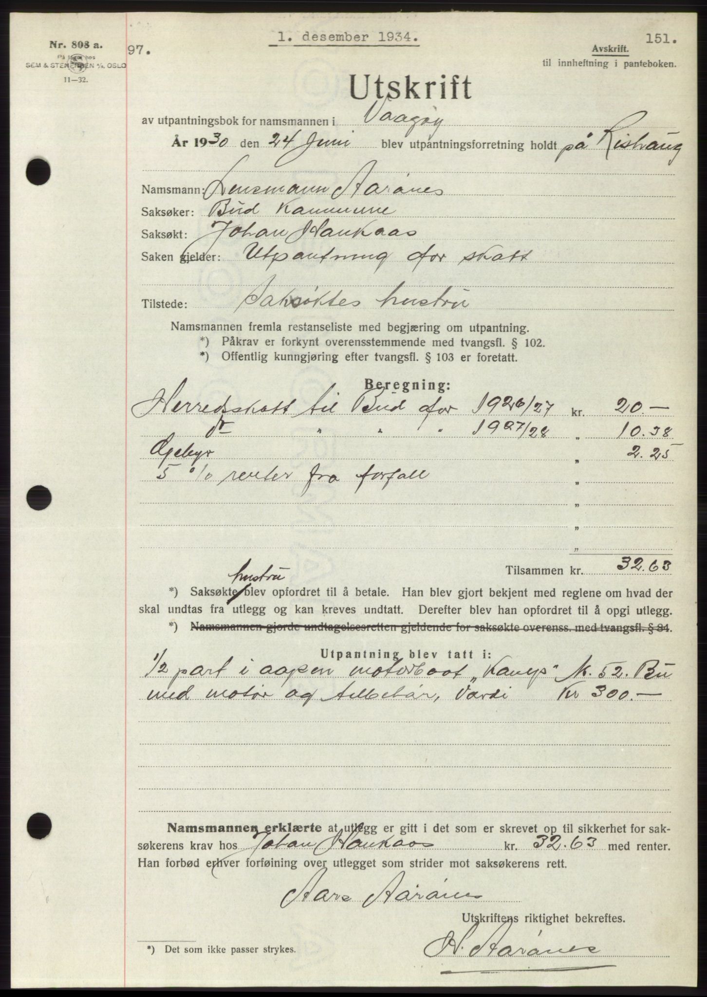 Romsdal sorenskriveri, AV/SAT-A-4149/1/2/2C/L0066: Mortgage book no. 60, 1934-1935, Deed date: 01.12.1934