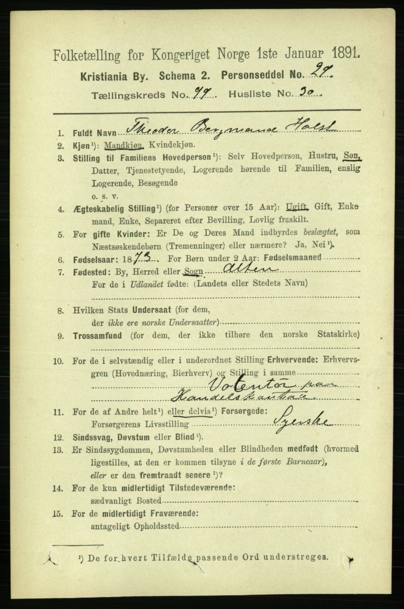 RA, 1891 census for 0301 Kristiania, 1891, p. 49123