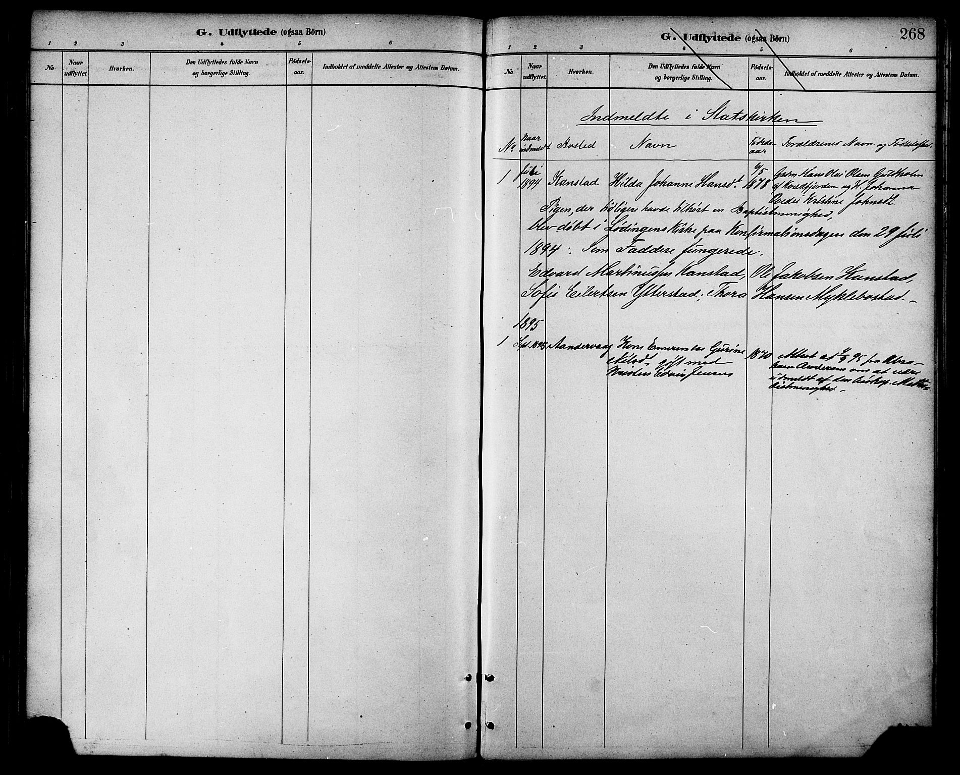 Ministerialprotokoller, klokkerbøker og fødselsregistre - Nordland, SAT/A-1459/872/L1035: Parish register (official) no. 872A10, 1884-1896, p. 268