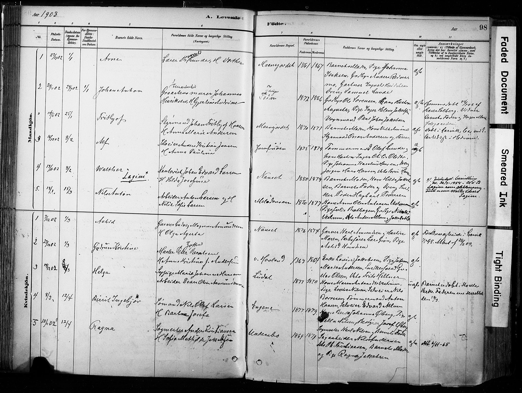 Hedrum kirkebøker, SAKO/A-344/F/Fa/L0009: Parish register (official) no. I 9, 1881-1903, p. 98