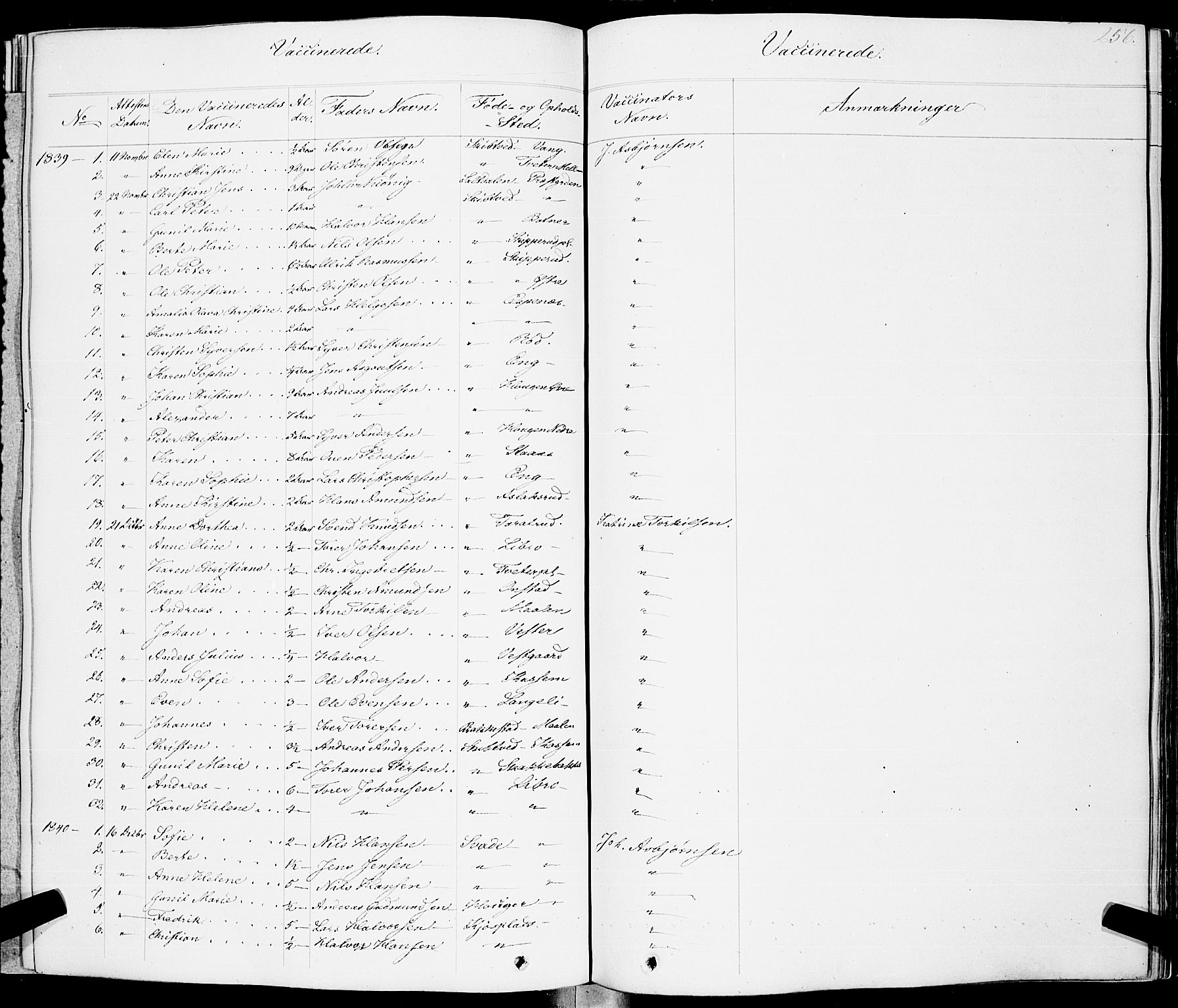Skiptvet prestekontor Kirkebøker, SAO/A-20009/F/Fa/L0006: Parish register (official) no. 6, 1839-1860, p. 256