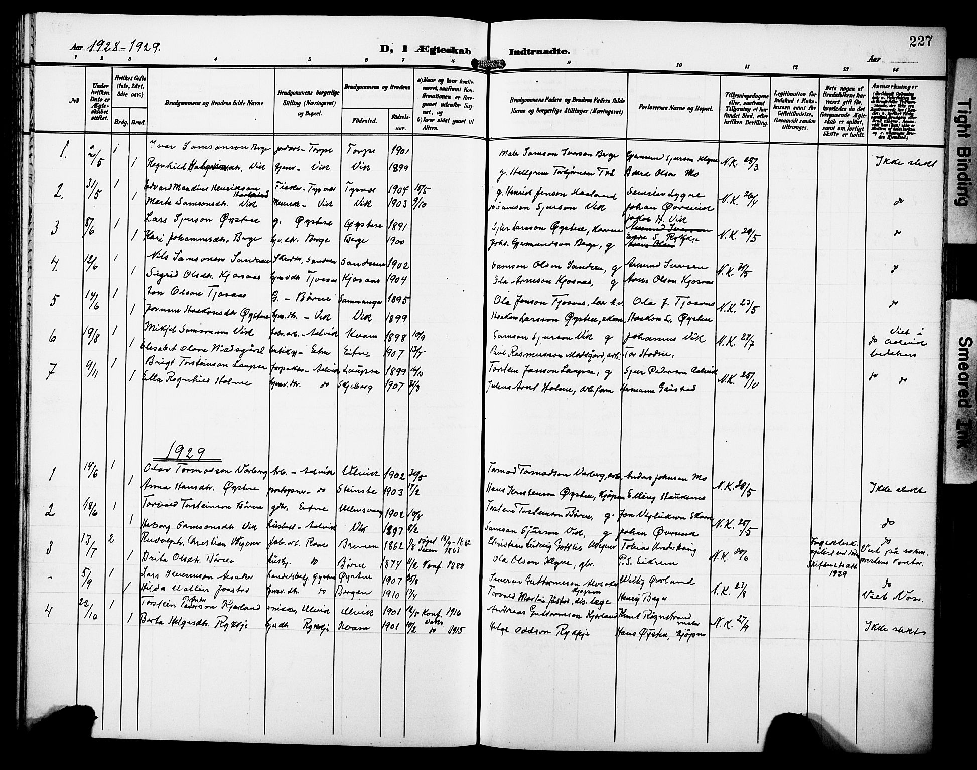 Kvam sokneprestembete, SAB/A-76201/H/Hab: Parish register (copy) no. C 4, 1906-1931, p. 227