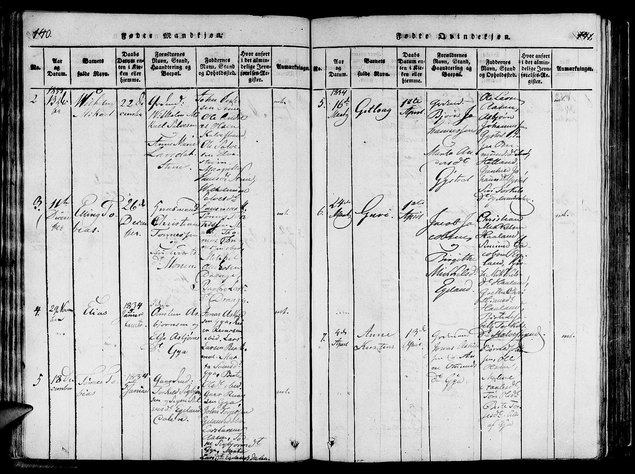 Lund sokneprestkontor, AV/SAST-A-101809/S06/L0006: Parish register (official) no. A 6, 1816-1839, p. 140-141