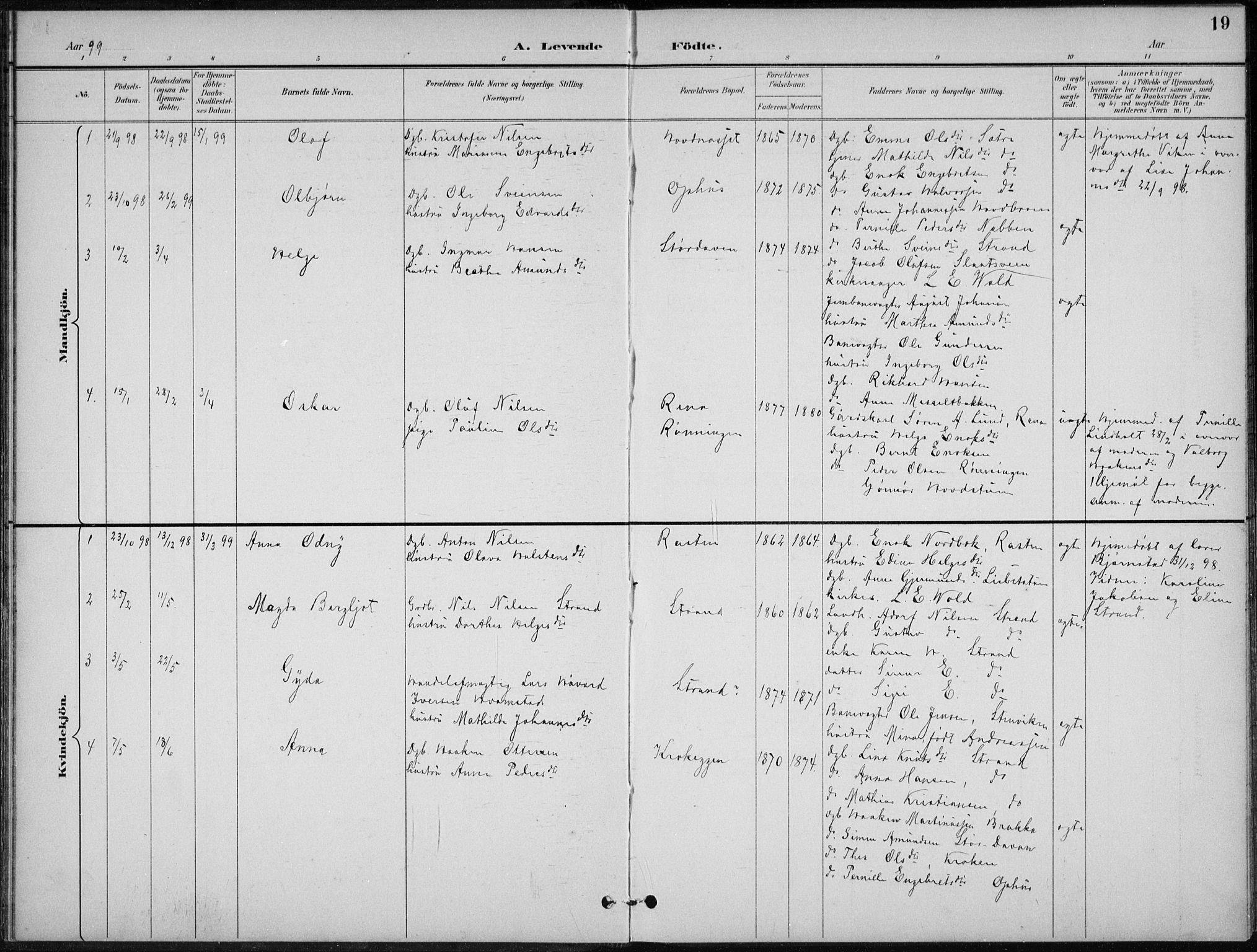 Stor-Elvdal prestekontor, AV/SAH-PREST-052/H/Ha/Hab/L0004: Parish register (copy) no. 4, 1895-1938, p. 19