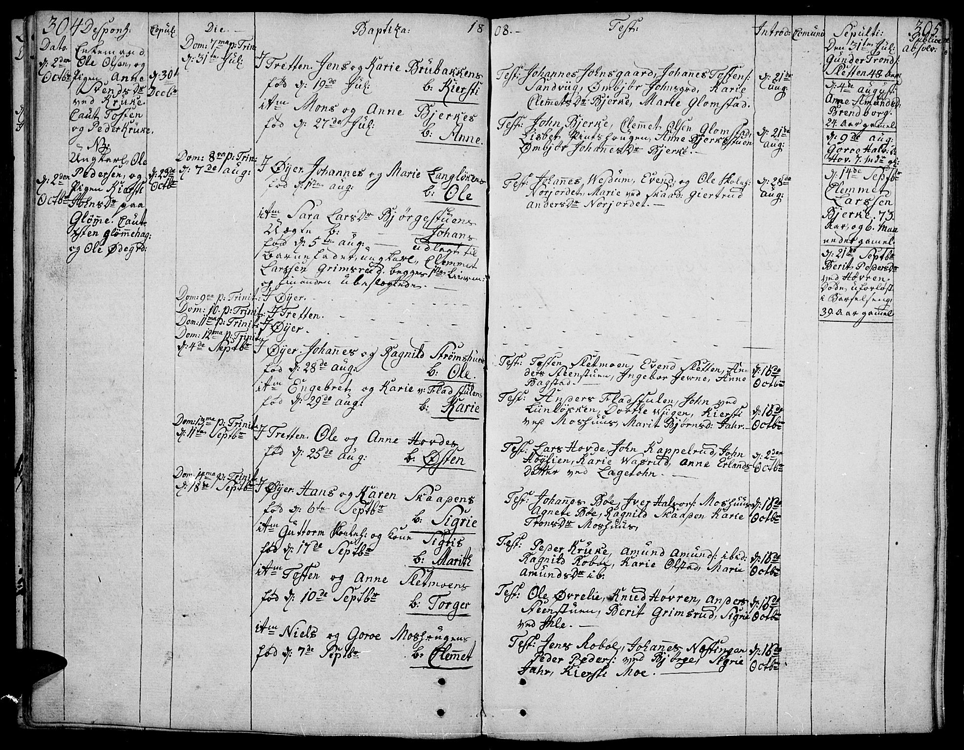 Øyer prestekontor, AV/SAH-PREST-084/H/Ha/Haa/L0003: Parish register (official) no. 3, 1784-1824, p. 304-305