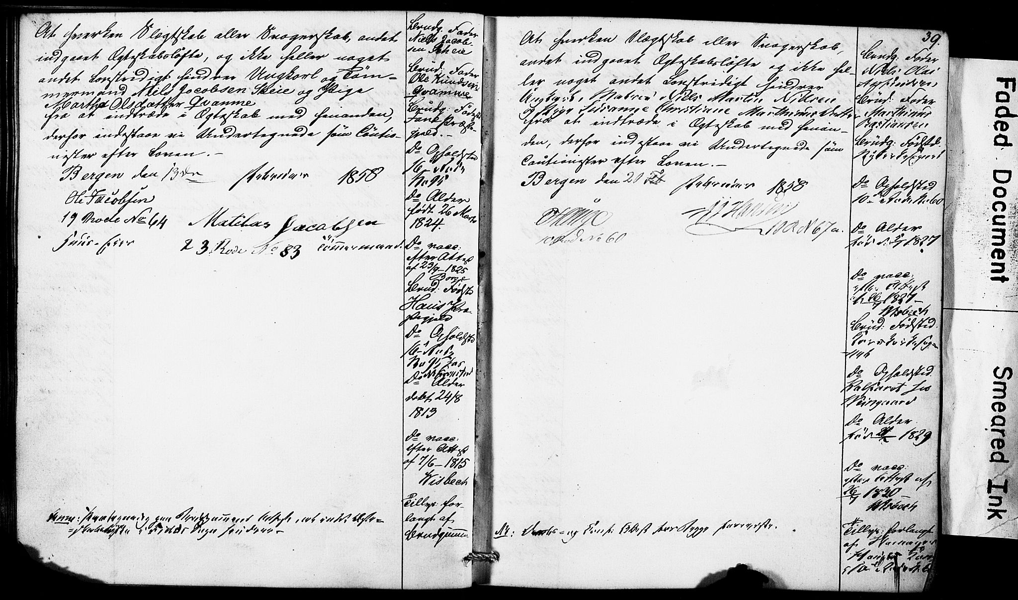 Domkirken sokneprestembete, AV/SAB-A-74801: Best man's statements no. II.5.5, 1857-1863, p. 39