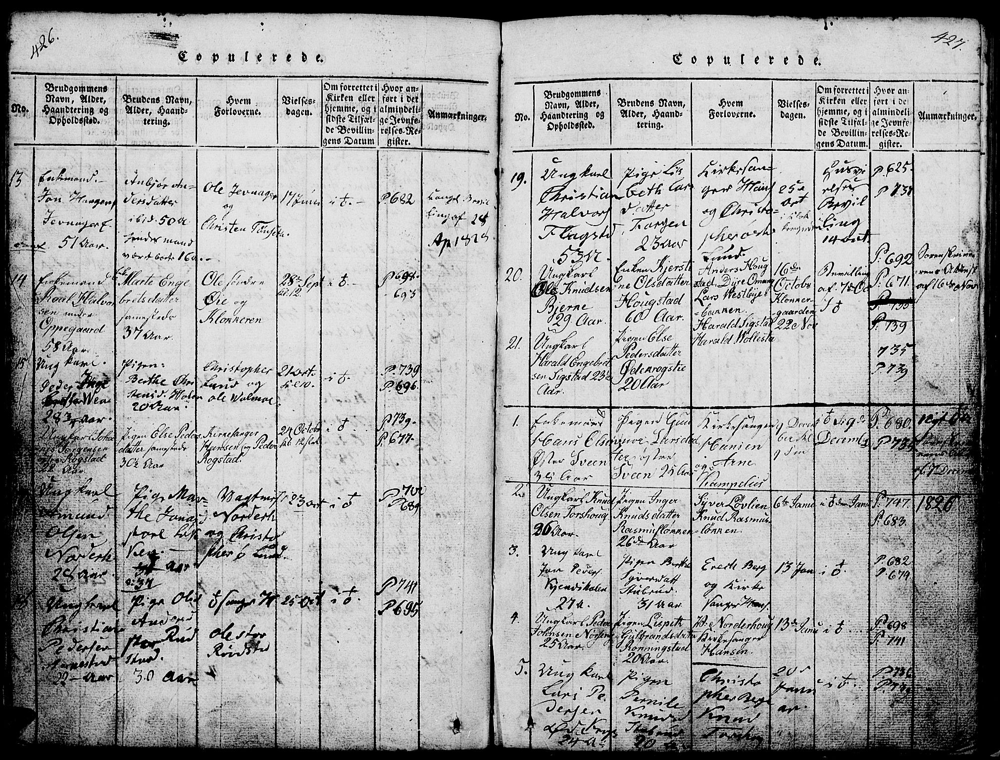 Løten prestekontor, AV/SAH-PREST-022/L/La/L0001: Parish register (copy) no. 1, 1812-1832, p. 426-427